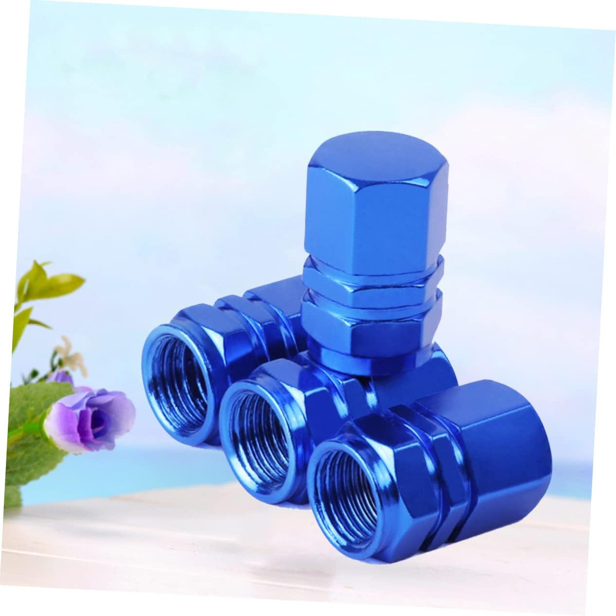 Gatuida 4Pcs Aluminum Alloy Wheel Cap Car Tyre Stem Caps round for Trucks Pickups image number 4