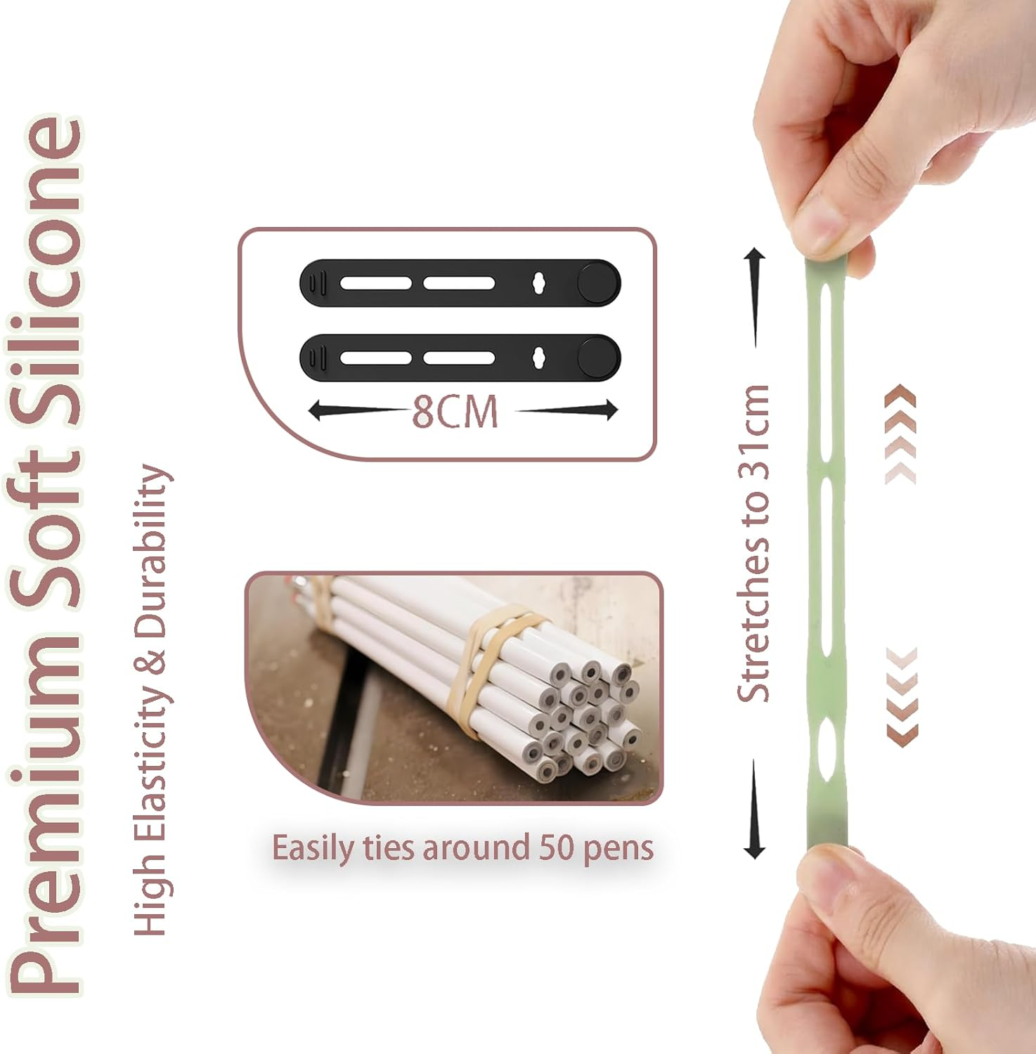 ONBPIY Reusable Silicone Cable Ties 14Pcs 7 Colors Adjustable Cord Organiser & Wire Organiser for Phone Charger Computer Cables image number 5