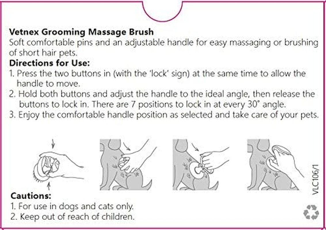 Vetnex Grooming Massage Brush for Dogs & Cats (Pink) image number 3