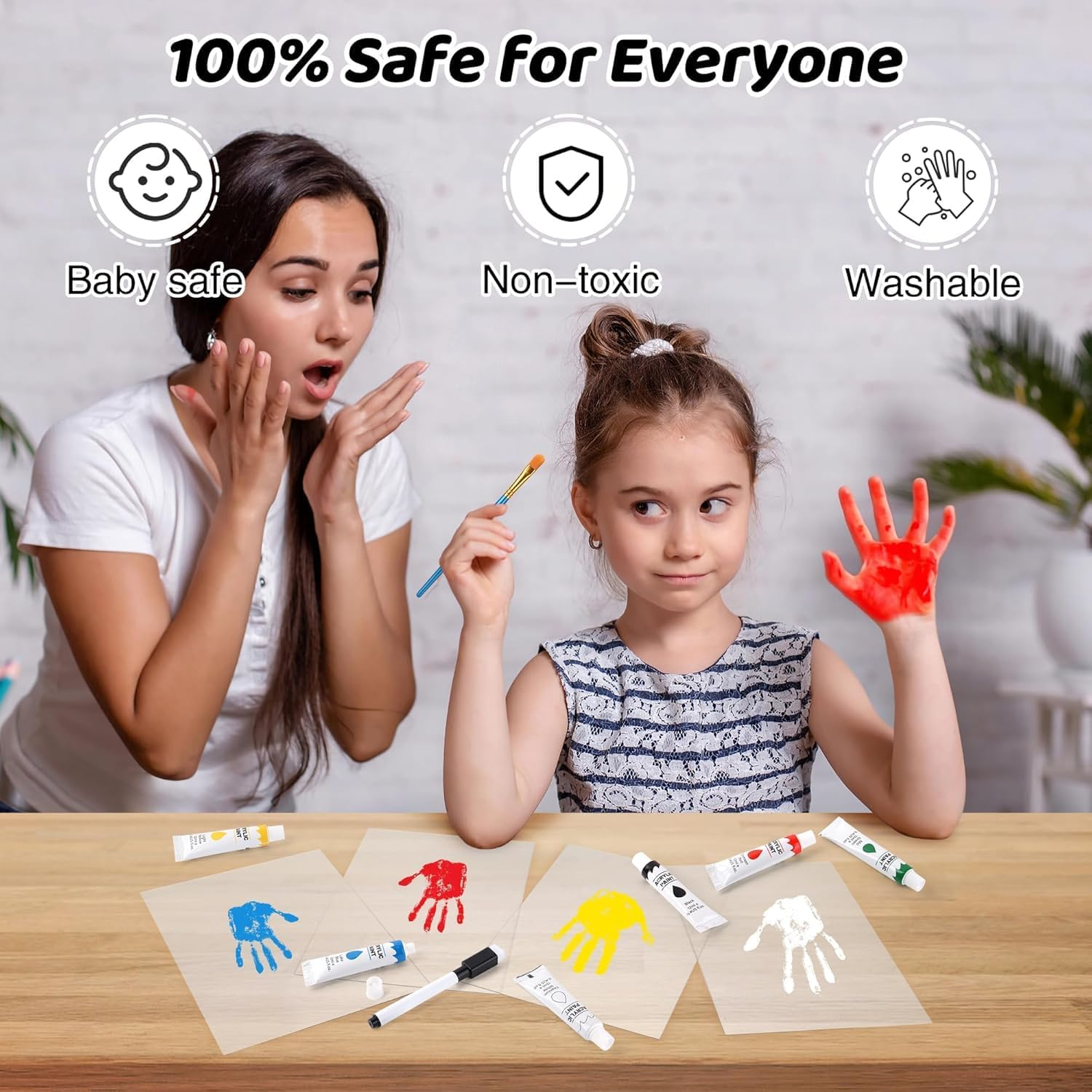 Family Handprint Kit for 4, DIY Craft Keepsake Frame with Clear Acrylic Boards, Adoption Gifts, Family Gifts for New Parents, New Mom, Father'S Day, Mother'S Day, Anniversary (Black) image number 5