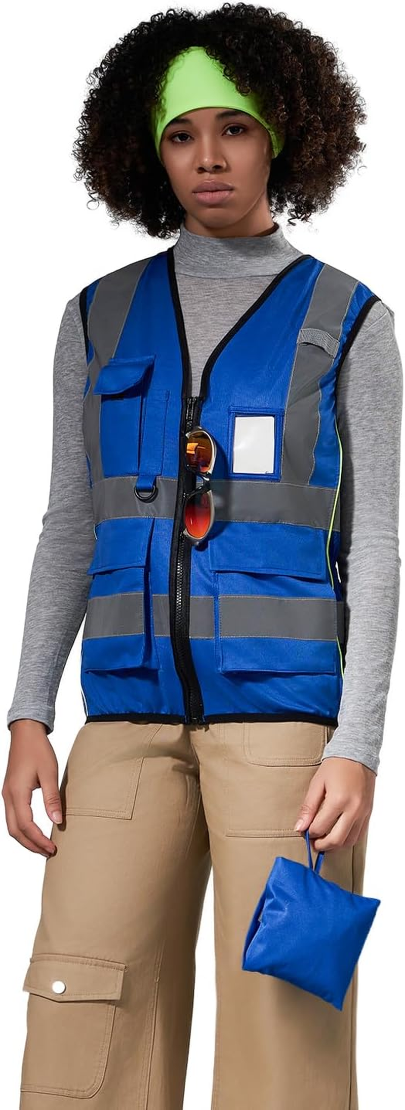 AYKRM Work Vest High Visibility Vest Women'S Safety Vest Running Vest with Zip and Pockets