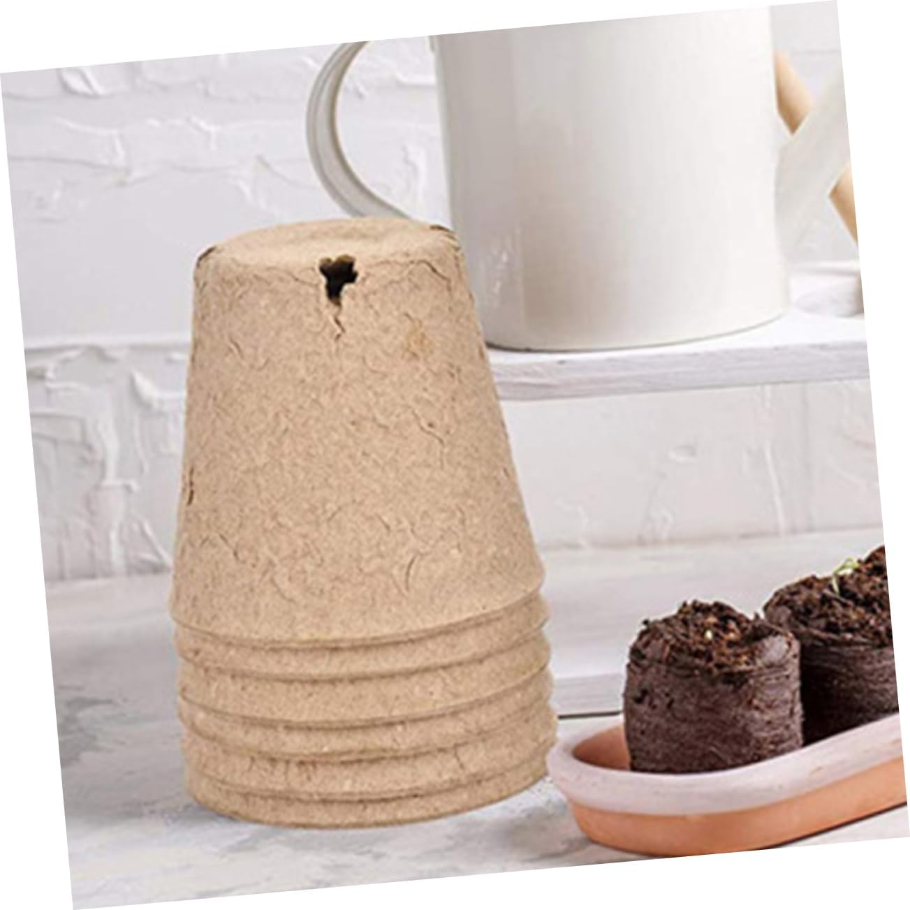 TOBBOMEY 50Pcs Pots round Paper Pulp Nursery for Easy Planting and Transplanting Drainage for Indoor and Outdoor Gardening image number 2