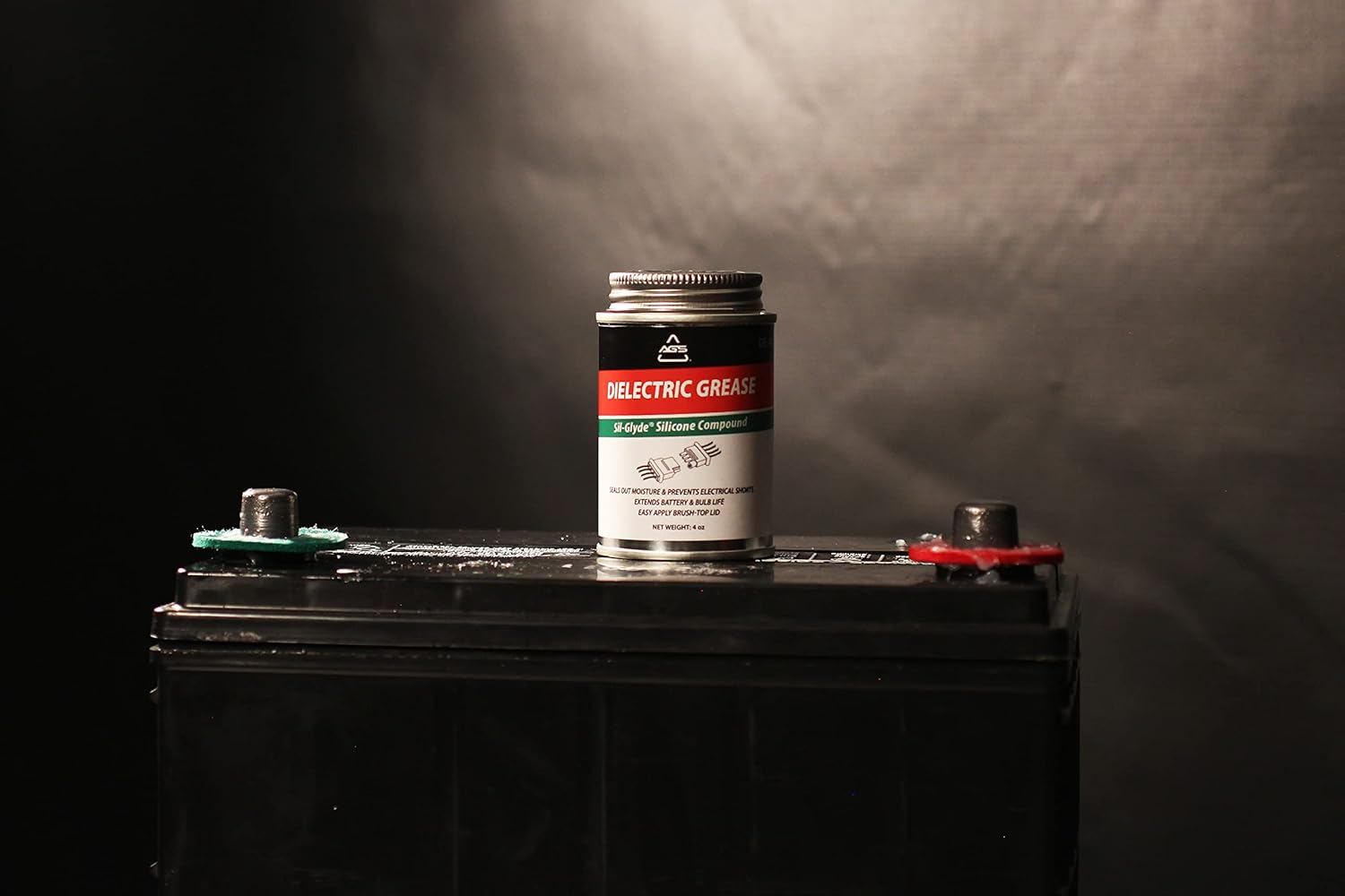 AGS Automotive Solutions Dielectric Silicone Grease Compound for All Electrical Components & Connectors - 4 Oz Brush Top Can image number 1