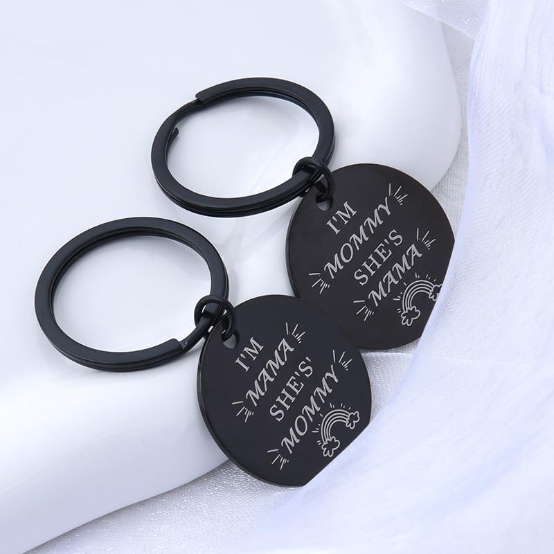 Lesbian Mothers Day Gifts for Mommy Mama Matching Gift Women Lgbt Lgbtq Couple Anniversary Mothers Day Presents for Mom Mother Hers and Hers Gifts for Lesbian Moms Matching Couple Keychains 2 Pcs image number 1