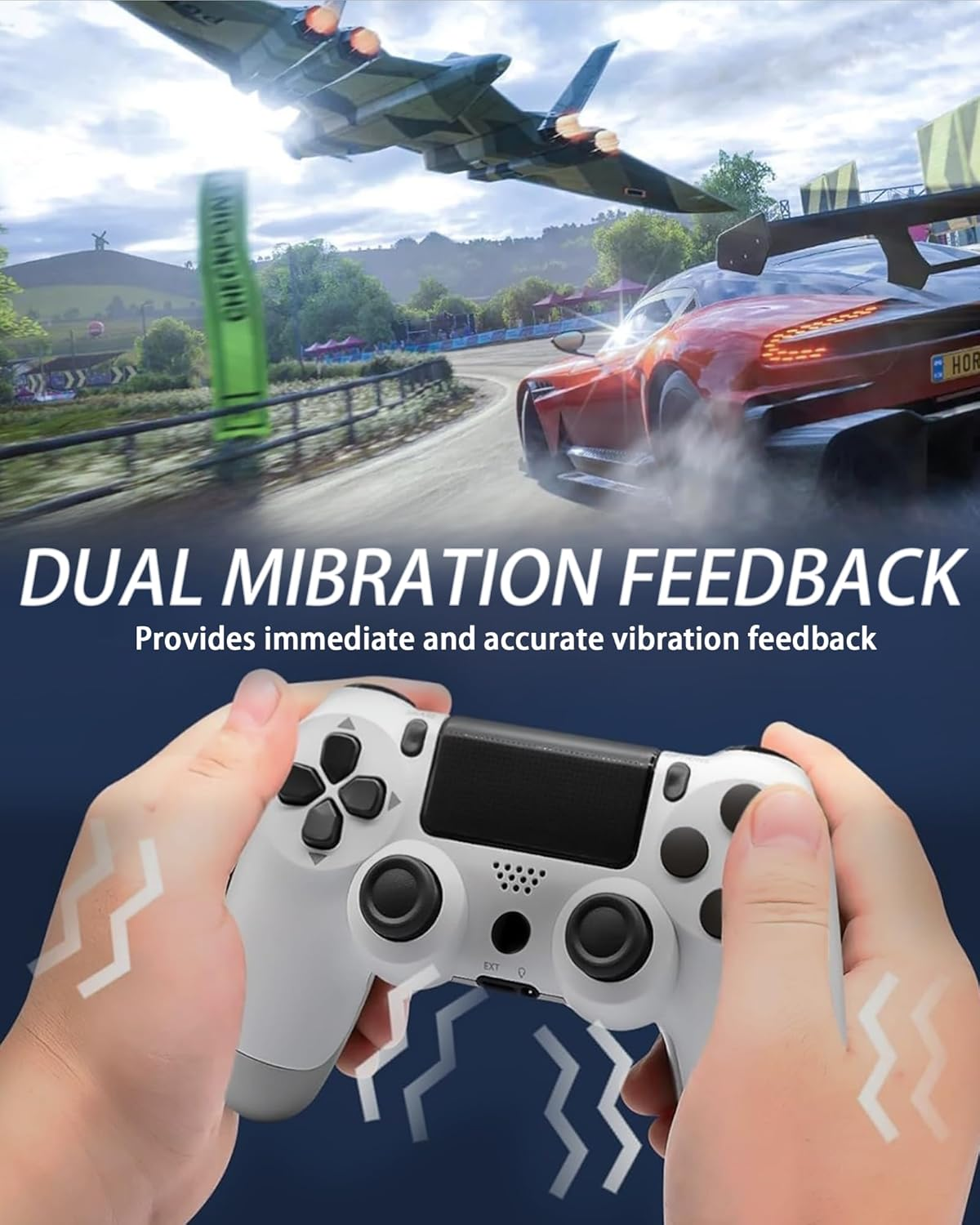 Wireless Controller for Ps-4,Compatible with P-S4/Pro/Slim/Pc Bluetooth Controller,Dual Vibration,Touch Panel, 3.5Mm Audio Jack,Six-Axis Joystick(White) image number 5