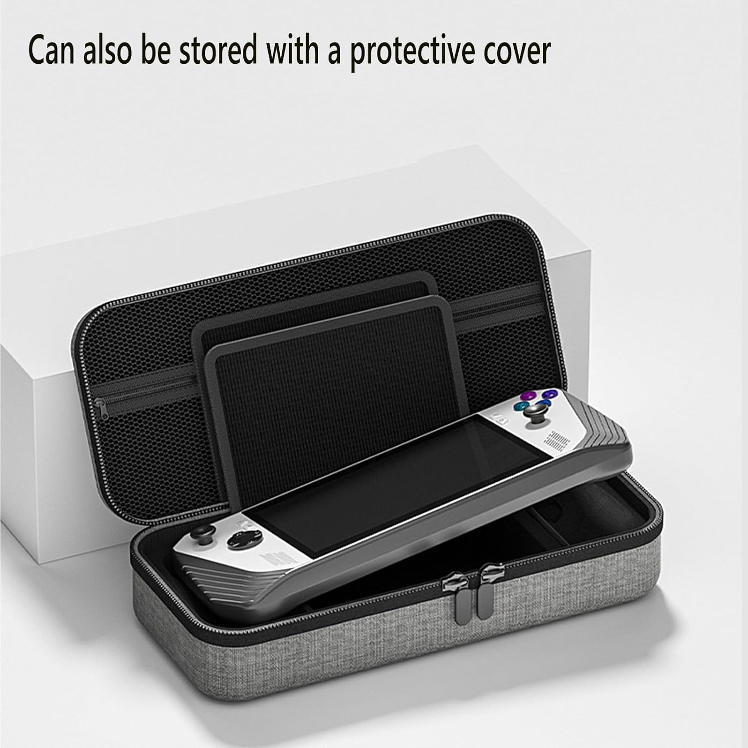 Carry Case Compatible with ASUS ROG Ally X/ROG Ally, Built-In Charger Storage & Slots, Portable Gaming Handheld Hard Case Protective Cover with Soft Inner Linner, Large Capacity Shockproof Bag (Black) - Black image number 4