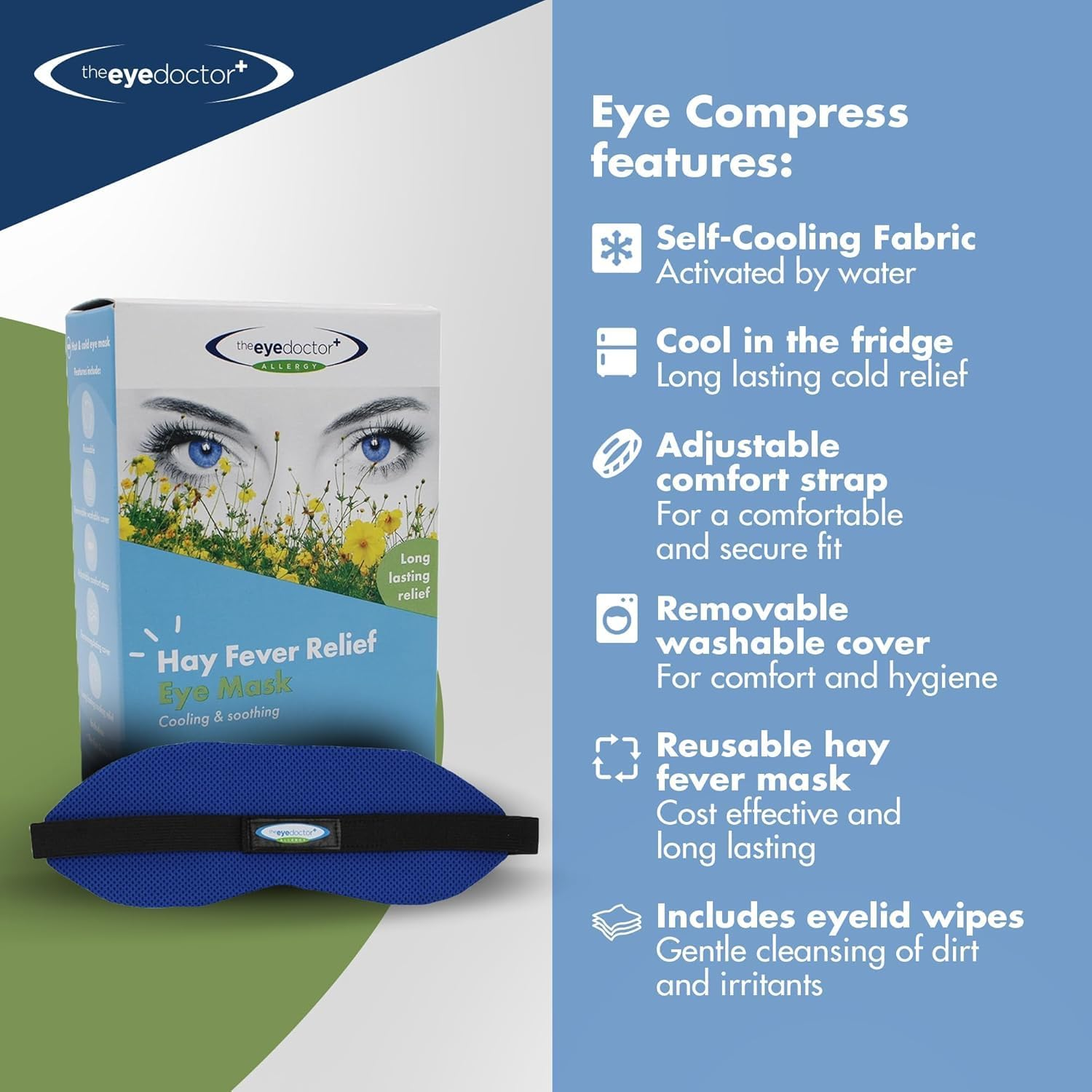 The Eye Doctor Allergy - Cold Eye Compress for Allergy & Hayfever Symptoms, Inflammation, Puffy Eyes, Headaches and Migraines - Reusable Gel Eye Mask - Cool Soothing Relief Therapy image number 4