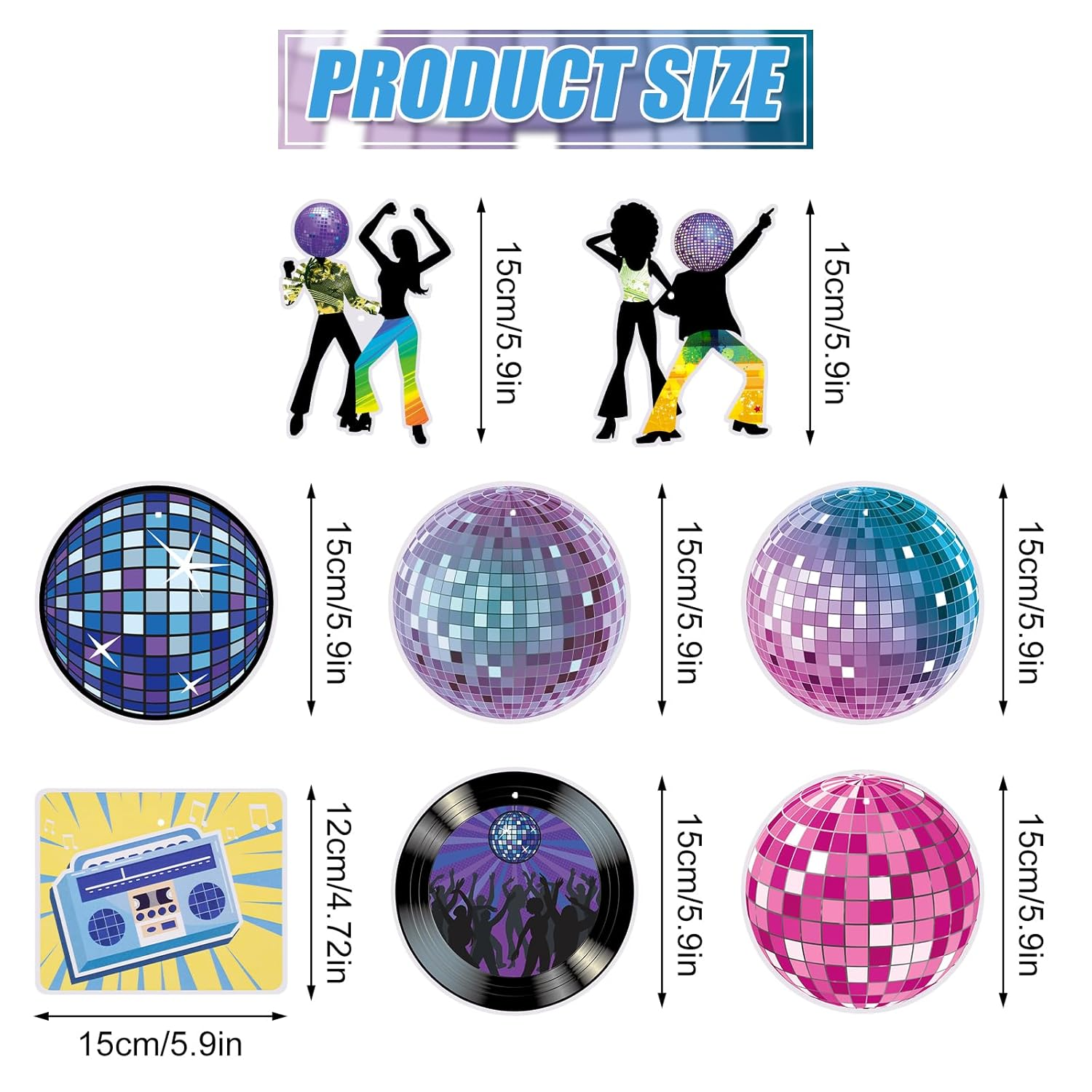 Lets Disco Party Decorations, Banner and Hanging Swirls Disco Themed Party Decorations 60S 70S 80S 90S Party Decor for Disco Themed Birthday Baby Shower Party Supplies image number 2