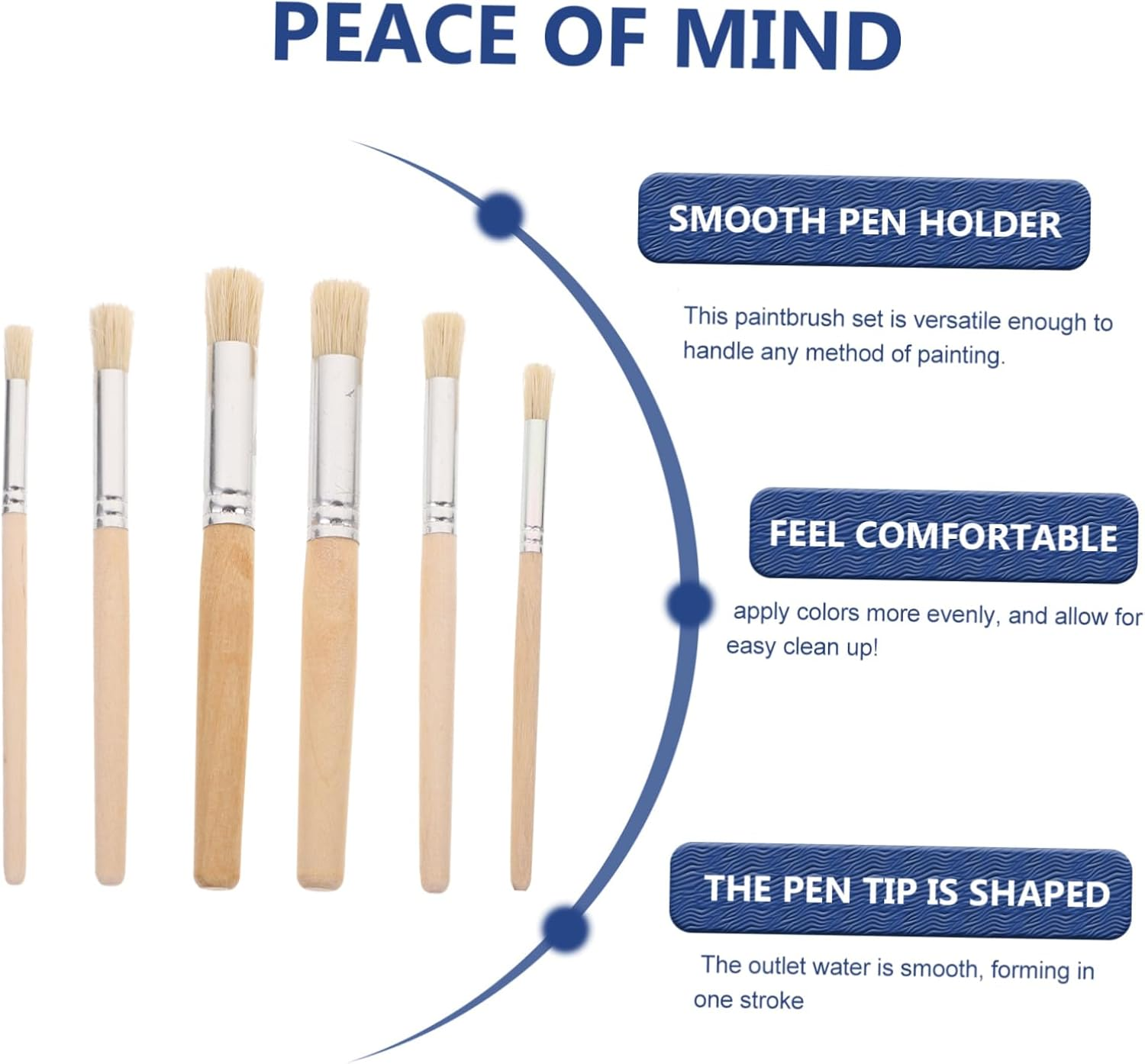 Operitacx Template Brush Set - Versatile Wooden Handle Paint Brushes for Acrylic Watercolor Face Painting - 15.4Cm Nylon Bristles - Ideal for Details & Large Areas image number 3