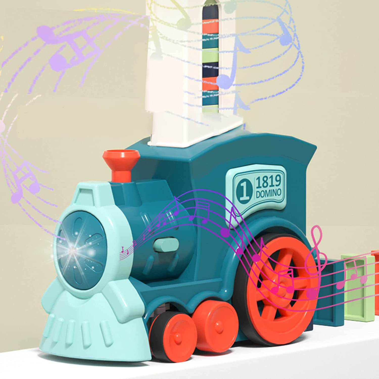 2022 Upgrade Domino Train Toy Set, Automatic Domino Train Set with Upgrade 3 Color Domino Blocks for Kids,Domino Train Toy Set for Boys and Girls Age 5-12 (Blue-60Domino) image number 3