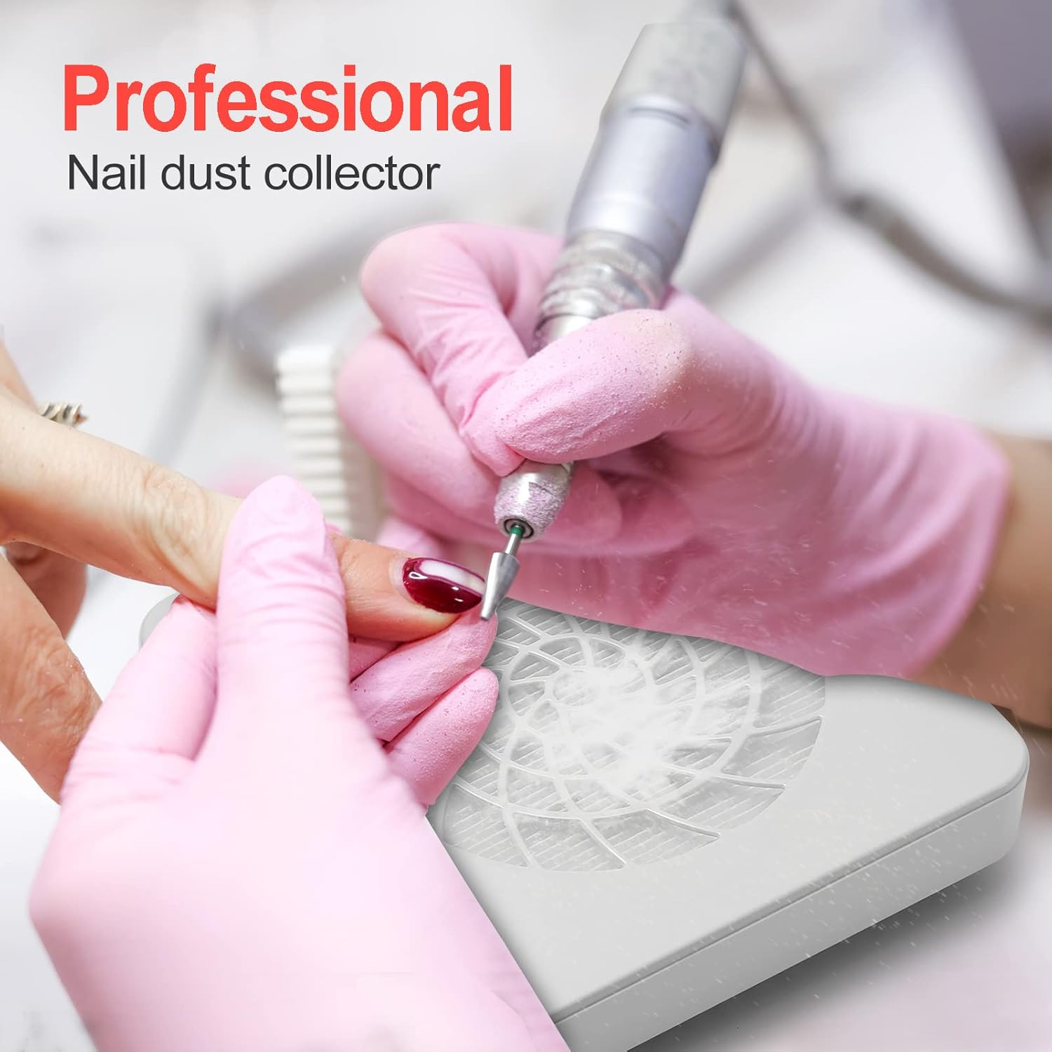 Nail Dust Collector with Reusable Filter, Nail Extractor Vacuum Acrylic Nail Dust Cleaner with Powerful Nail Vacuum Fan,Perfect for Home and Salon, Low Noise (White) image number 6