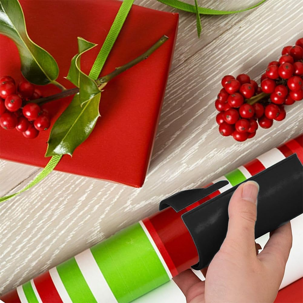 Geli 2 Pieces Green Portable Sliding Gift Wrapping Paper Roll Cutter Tool, Paper Cutter Makes Easy to Cut Thanksgiving Christmas Wall Sticker Decorations image number 2