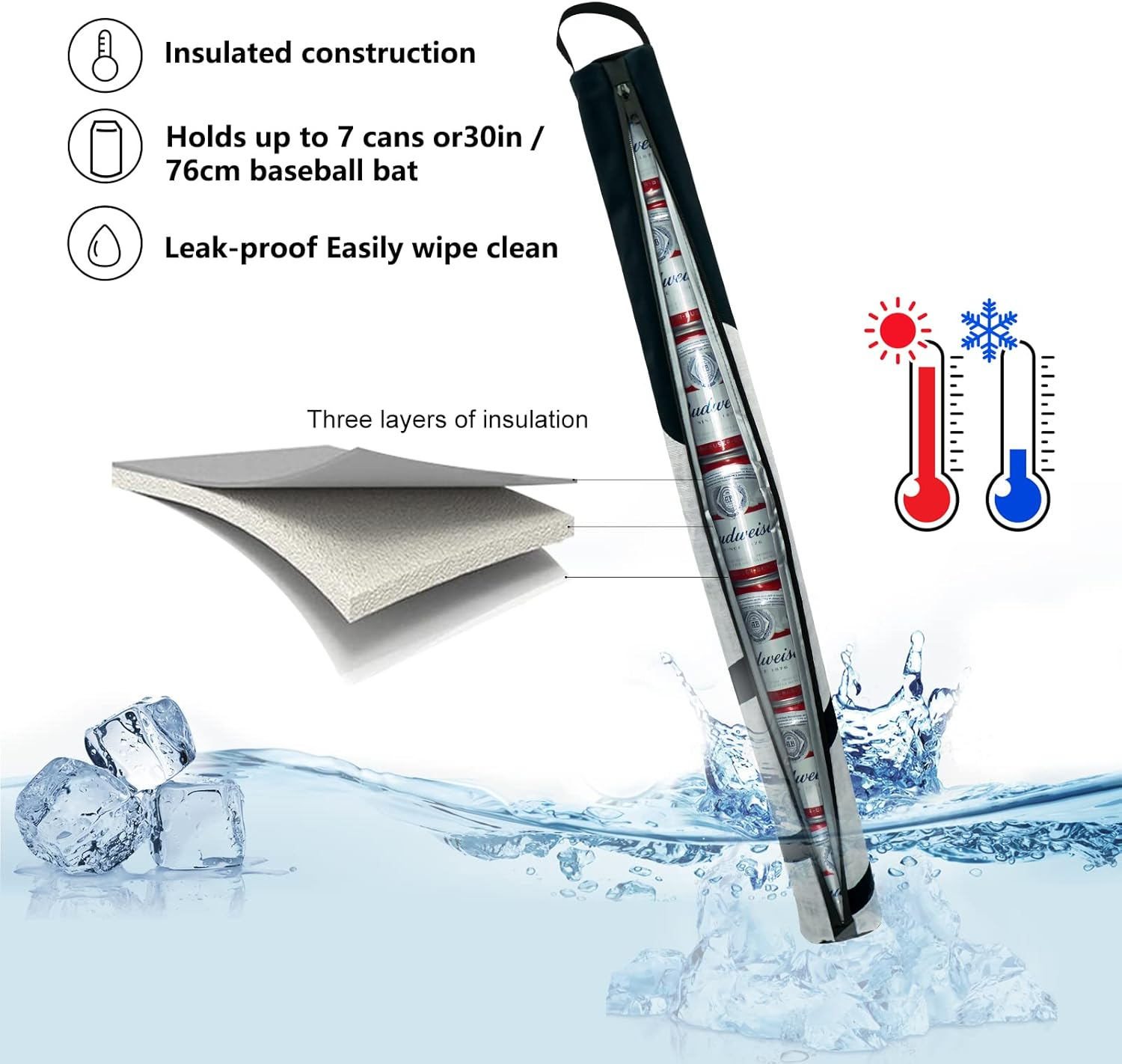 Custom Gray Golf Beer Sleeve, 7 Can Insulated Cooler Bag with Adjustable Shoulder Strap, Keeps Drinks Cool on the Course image number 2