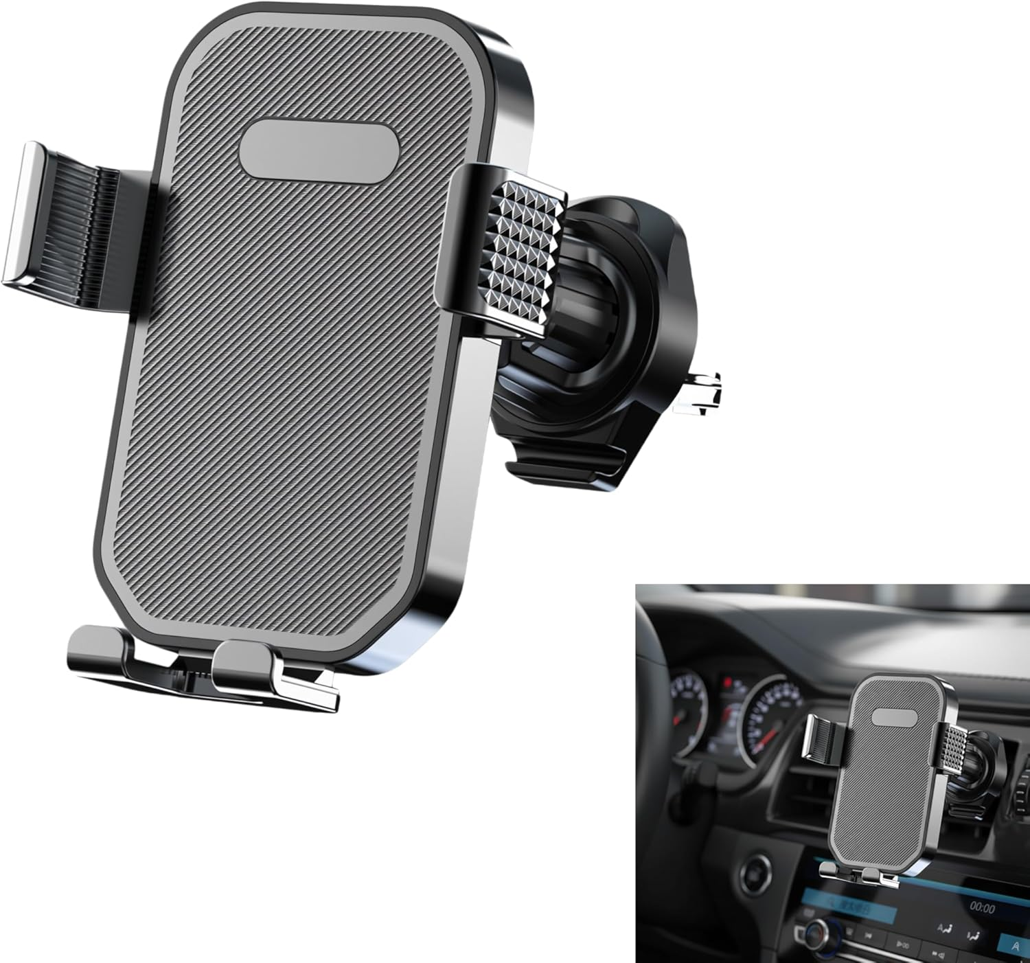 Car Phone Holder for Air Vent, 360&deg; Rotatable Phone Mount with Ultra Stable Hook Clip, One Button Release, Fits Iphone 15/14/13, Galaxy, Pixel (4-7 Inch Phones), Thick Case Friendly