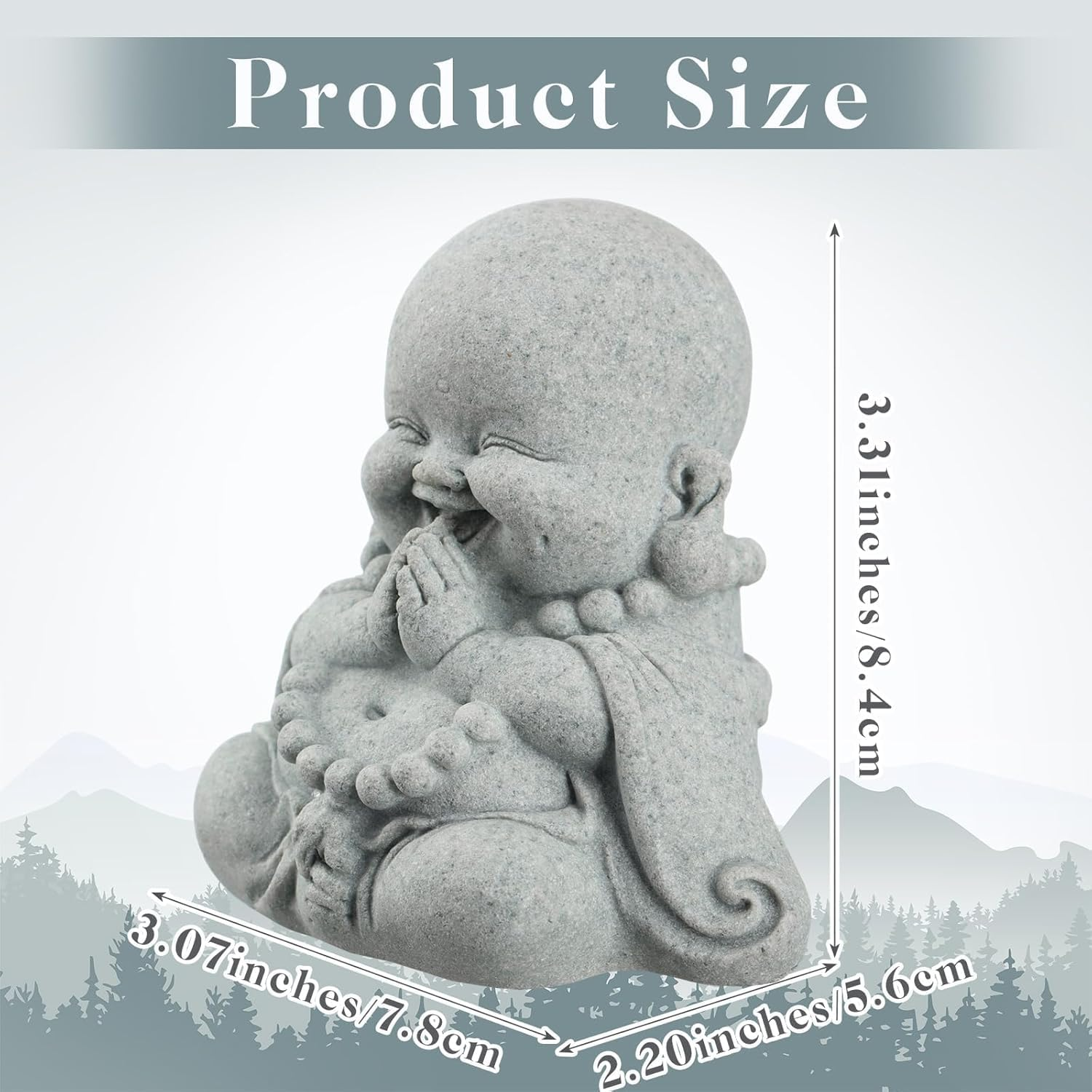 Chiorgone Praying Laughing Buddha Feng Shui Statue &ndash; Sandstone Zen Decor for Home, Office & Aquarium &ndash; Prosperity & Happiness Gift image number 3