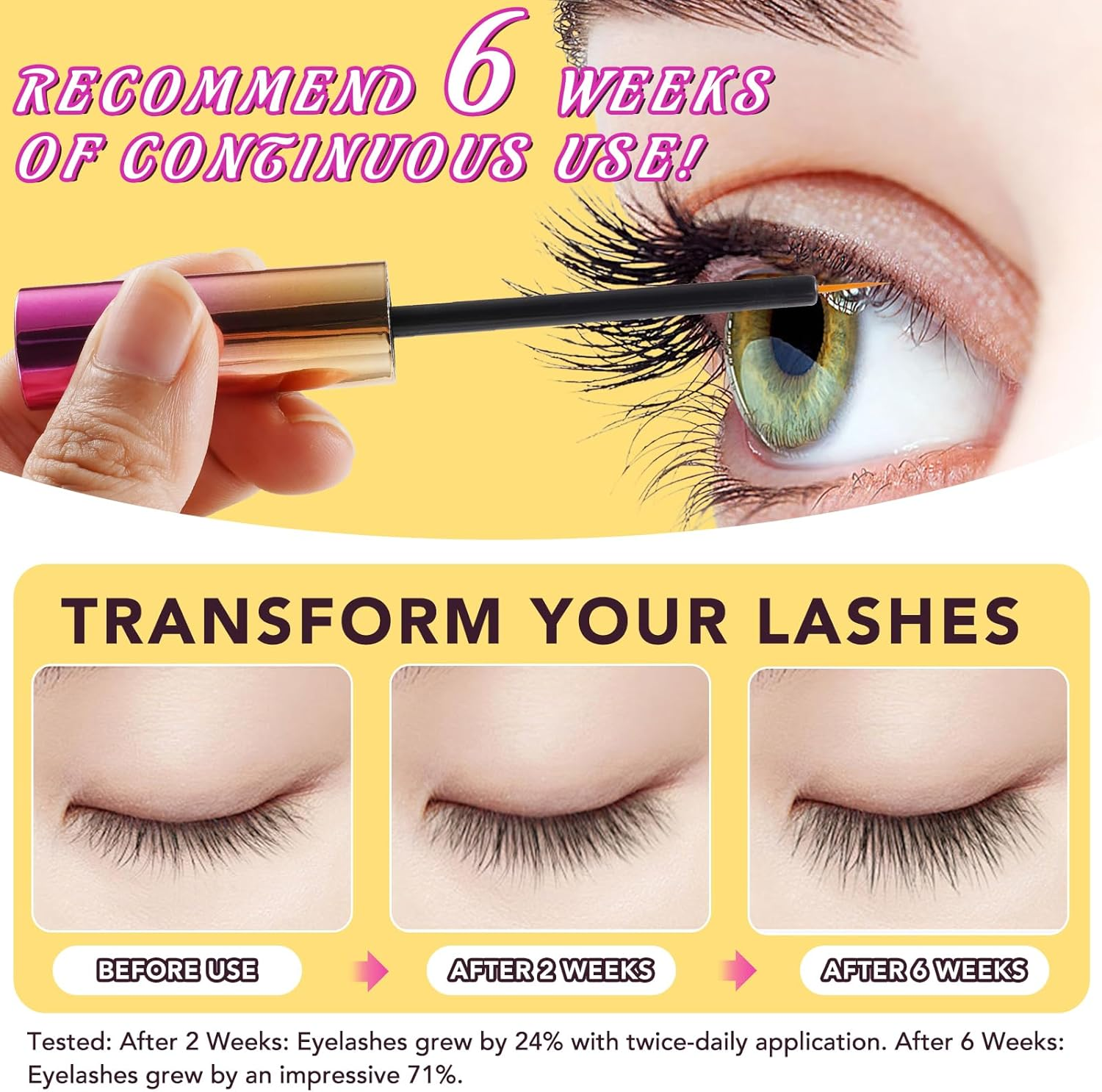 Eyelash Growth Serum, Rapid Eyelash Growth Serum, Lash Serum for Eyelash Growth Thickness, Eye Lash Serum to Growth Longer, Fuller, Stronger, Irritation Free 5ML image number 4