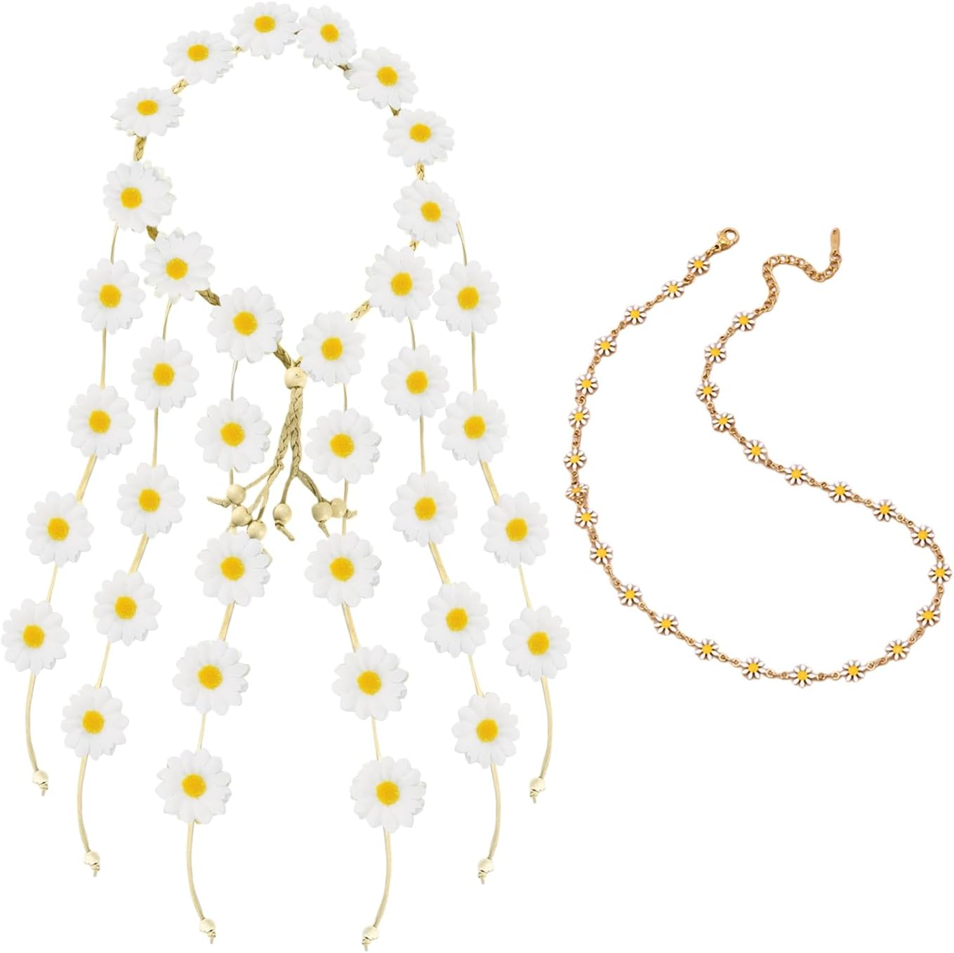1 Daisy Headpiece and 1 Daisy Necklace, Beach Headpiece, Boho Jewellery, Everyday Versatile Necklace