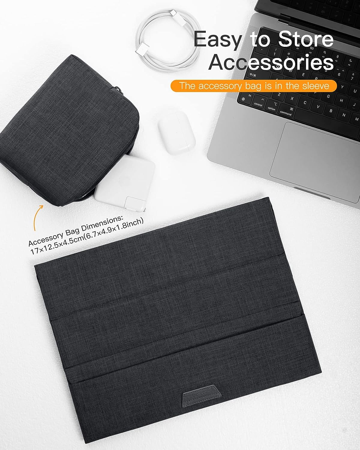 Inateck 13 Inch Laptopsleeve Compatible with 13 Macbook Air M3/M2/M1 2024-2018,13 Macbook Pro M2/M1 2022-2016, 12.3 Surface Pro 11/10/9/X/8/7/6/5/4/3, XPS 13, Laptopbag Case with Stand Function image number 1