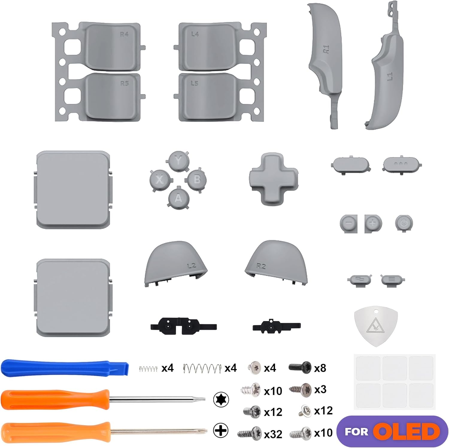 Extremerate Replacement Full Set Buttons for Steam Deck OLED Handheld Console, New Hope Gray DIY Custom ABXY D-Pad Trackpad Bumpers Triggers Buttons with Tools for Steam Deck OLED Console image number 1