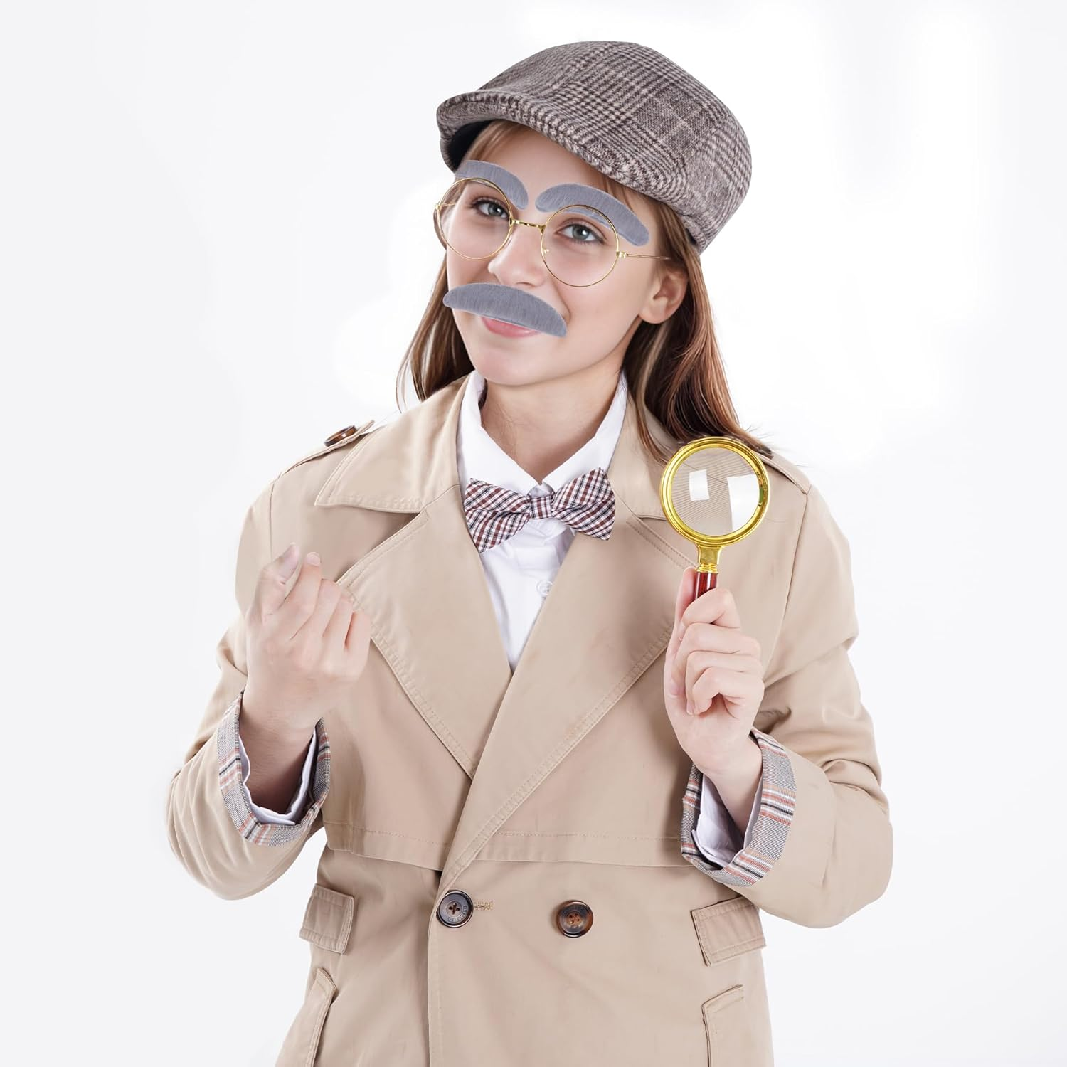 HOVEOX Detective Costume Accessories Set Detective Costume Hat Detective Dress up Costume Detective Prop Halloween Costume image number 1