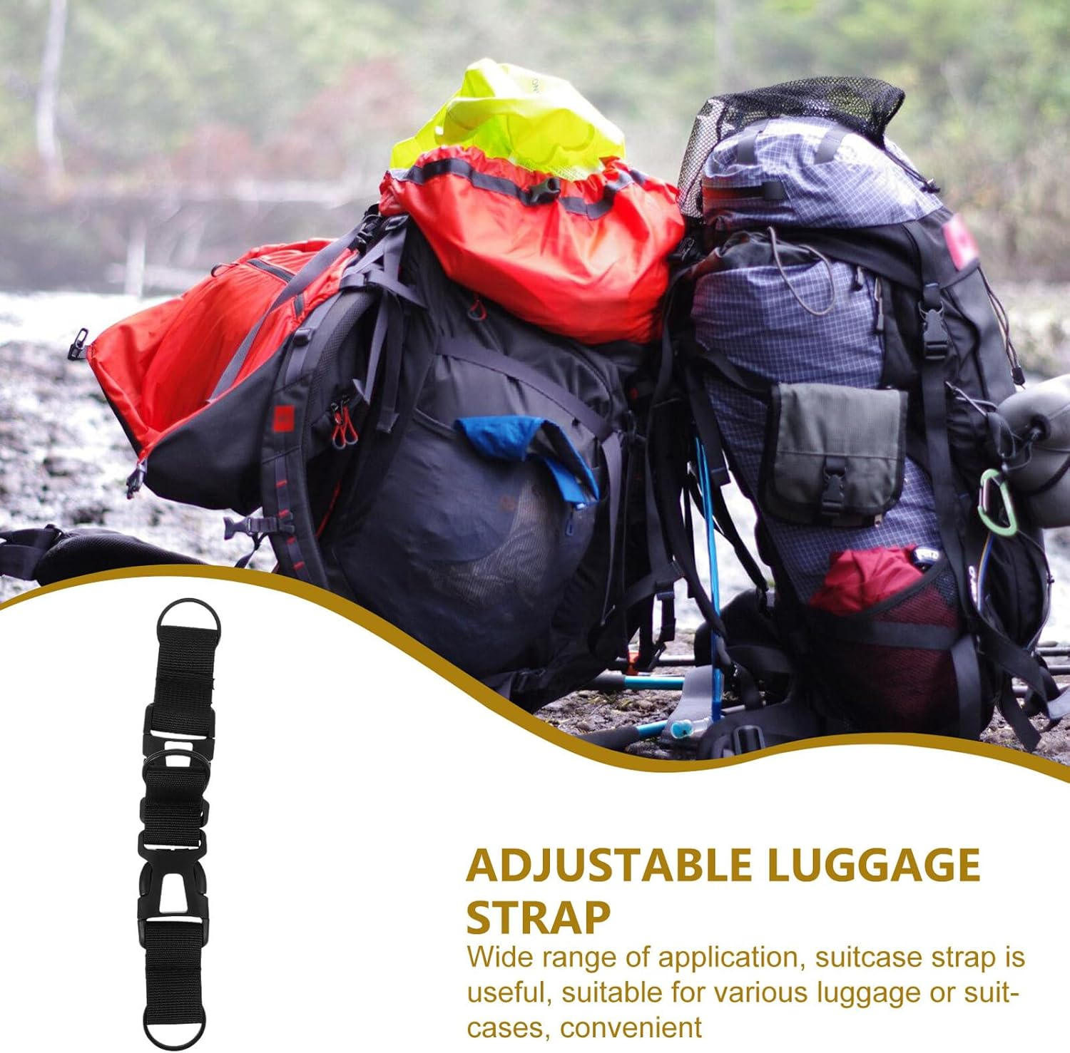 ORFOFE Adjustable Travel Luggage Strap with Buckle for Suitcases Lightweight Outdoor Belt for Secure Packing and Convenient Carrying Travel Accessory for Hiking and Camping image number 3