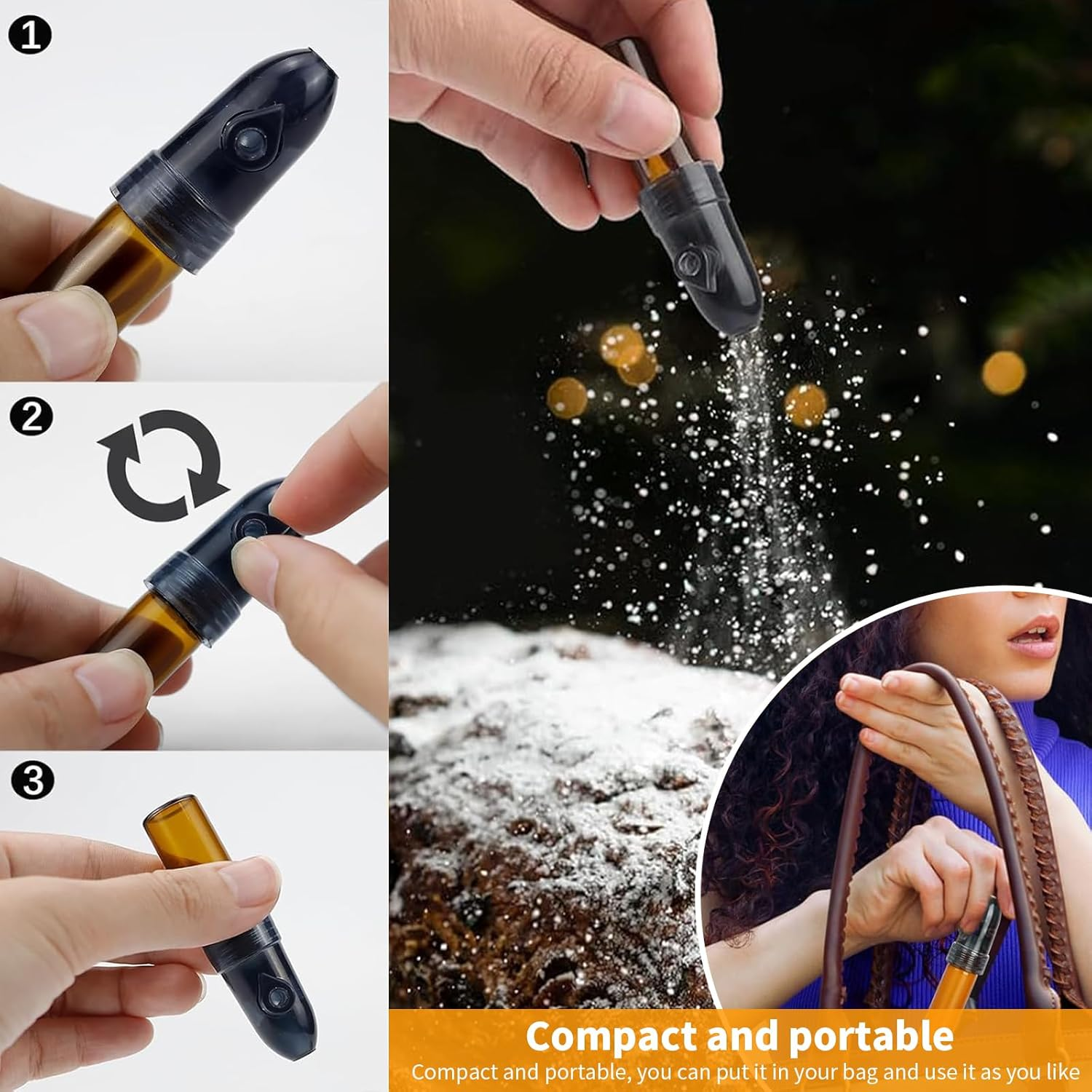 Portable Camping Spice Containers with Knob Switch, Environmentally Refillable Spices Dispensers, Salt Pepper Shaker Spice Storage Bottles for Outdoor Activities Traveling Cooking (4 White+4 Brown)