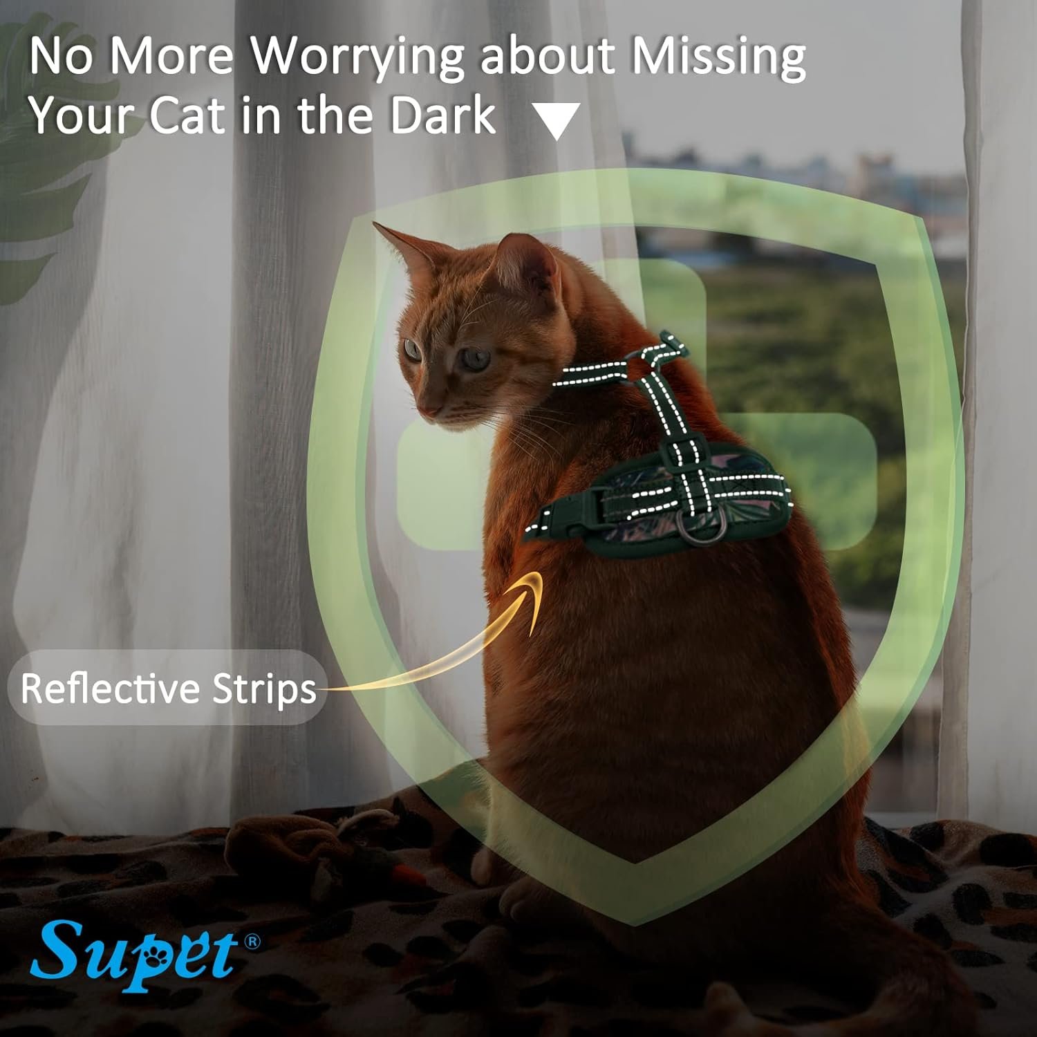 Supet Cat Harness and Leash Escape Proof for Walking, Adjustable Cat Vest Harness and Leash Set for Large and Small Kittens Dogs image number 2