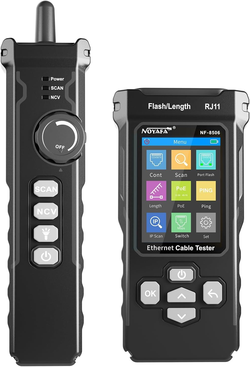 Network Cable Tester with IP Scan, NF-8506 TDR CAT5 CAT6 Ethernet Cable Tester, Poe Ping Test, Network Rate Test, Port Flashing, Network Tester Cable Toner for RJ11 RJ45 Ethernet LAN image number 5