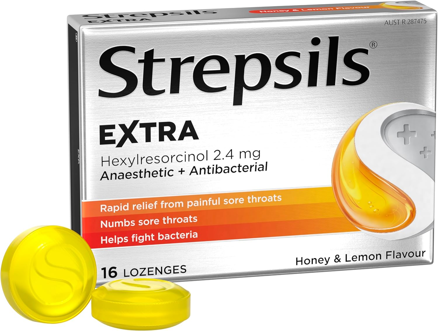 Strepsils Extra Lozenges Honey and Lemon 16S Numbs the Pain, 0.056 Kilograms image number 2