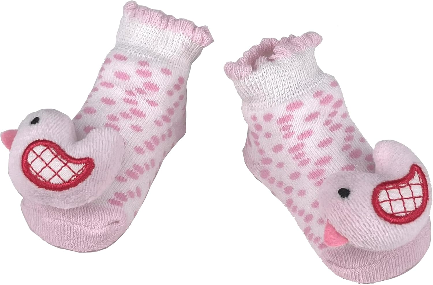 PUPPET Baby Girl Rattle Socks Set for 0-6 Months 3-Pack Adorable Infant Socks with Playful Puffy Animal Face Design image number 5