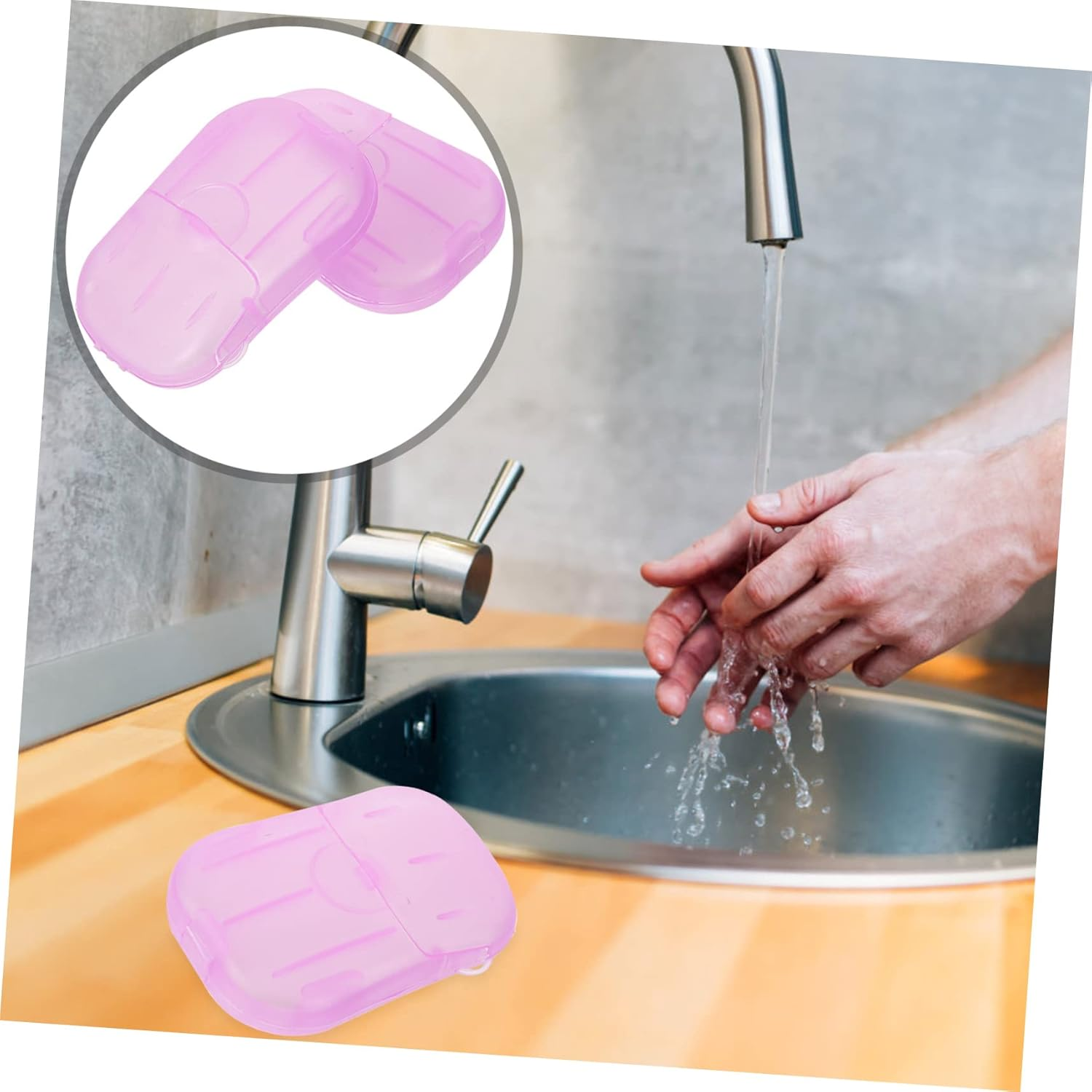 Outanaya Travel Soap Sheets Portable Soap Slices Convenient Box for Easy Hand Washing for Camping Outdoor Adventures and Travel Toiletry Needs Safe and Pleasant to Use - Purple image number 5