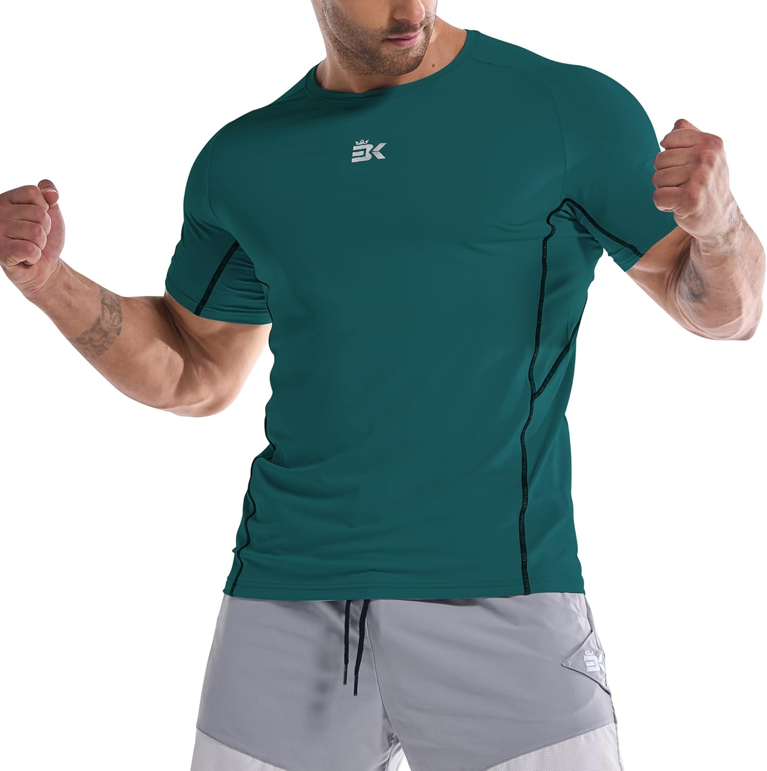 BROKIG Men'S Gym Sports T-Shirts, Underarm Muscle Running Shirt Fitting Workout Training Casual Tops Quick Dry Tees