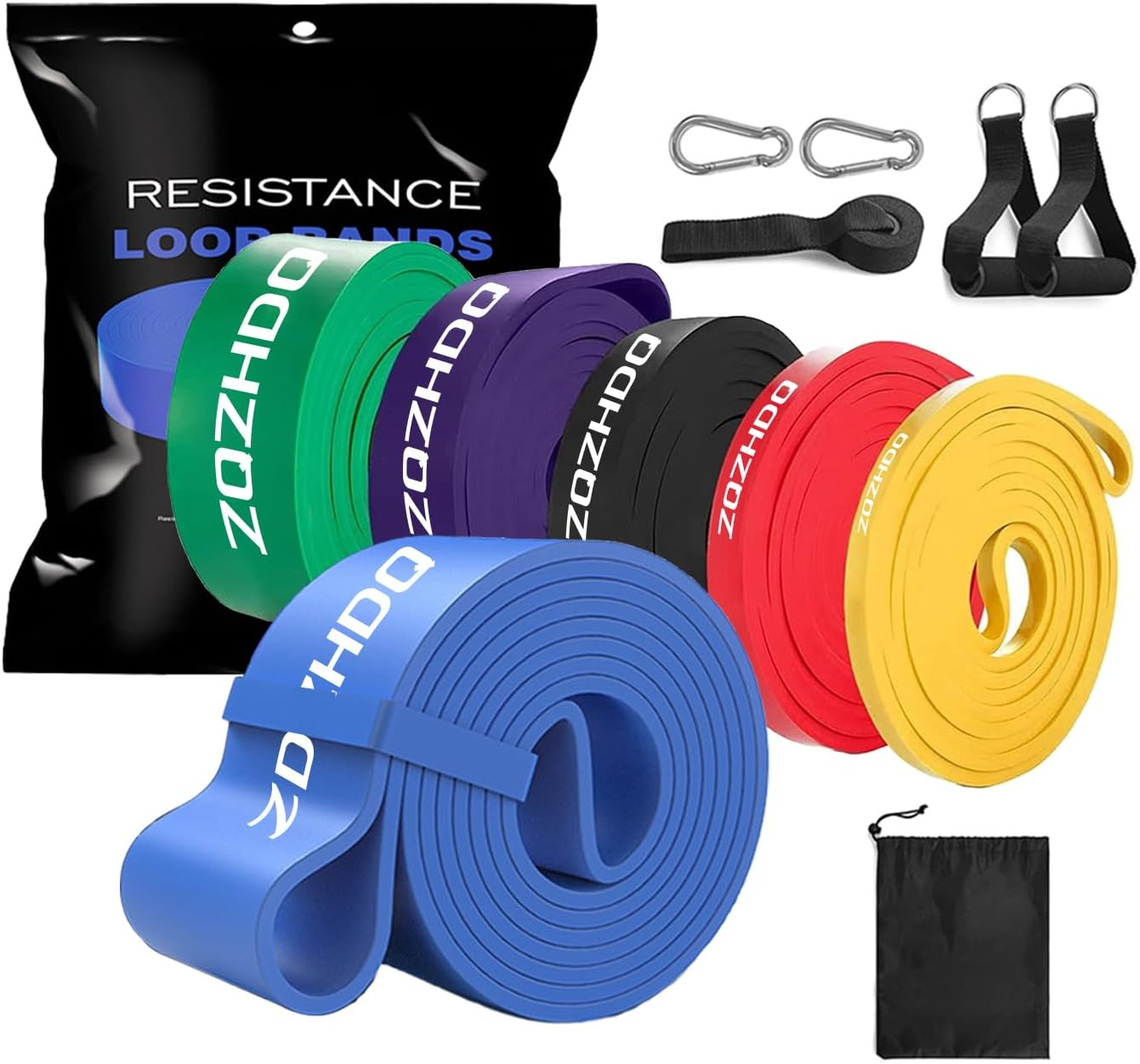ZQZHDQ Resistance Bands Set 6 Pcs, Essential Power Bands, Resistance Band Exercise with Handles, Door Anchor, Suitable for Body Shaping, Yoga, Home Workouts image number 5
