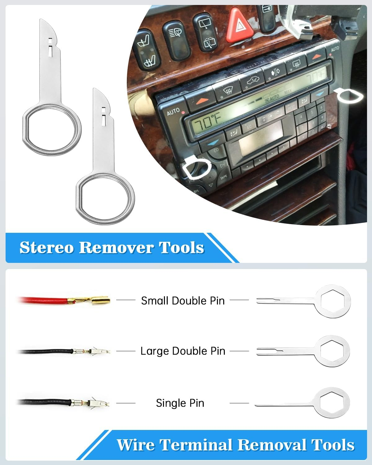 Poraxy 19Pcs Trim Removal Tool,Car Panel Door Audio Trim Removal Tool Kit, Auto Clip Pliers Fastener Remover Pry Tool Set with Storage Bag image number 5