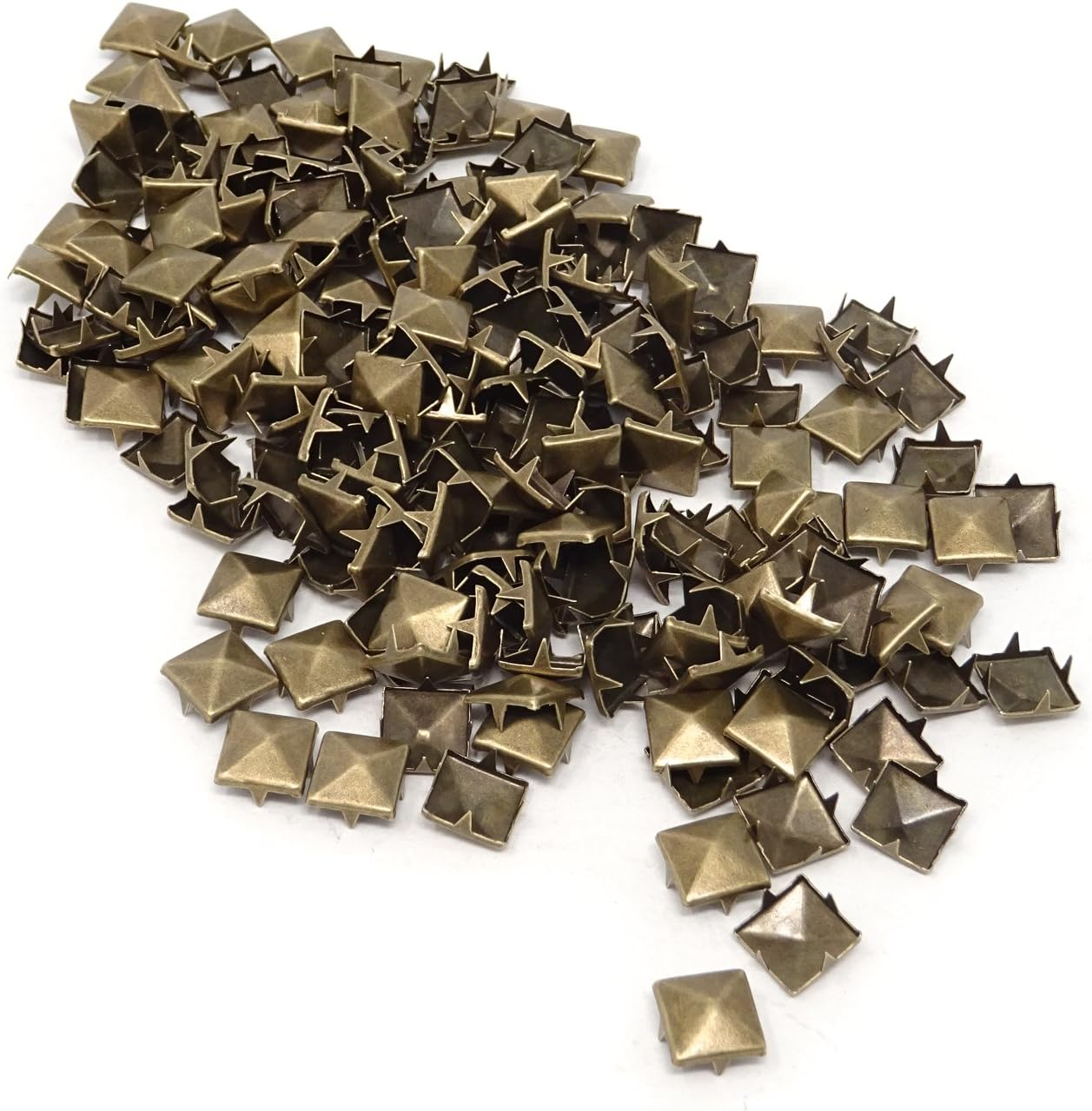 Honbay 200PCS 10Mm Antique Brass Nailheads DIY Metal Punk Spikes Spots Square Pyramid Studs for Leathercraft