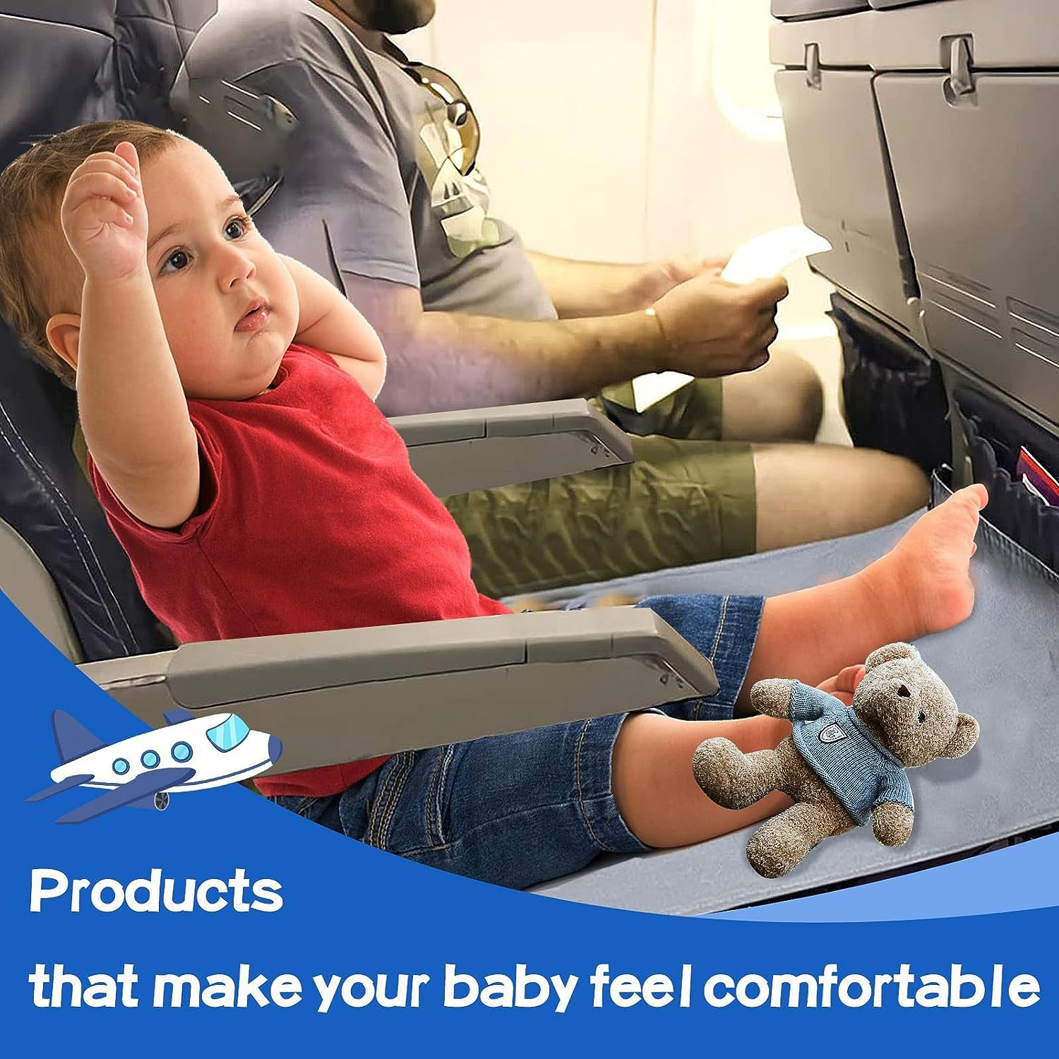 Toddler Airplane Footrest Airplane Seat Extender - Toddlers Portable Foot Rest Travel Bed Airplane Travel Accessories for Kids Hammock for Flights Leg Rest for Kids (Grey)