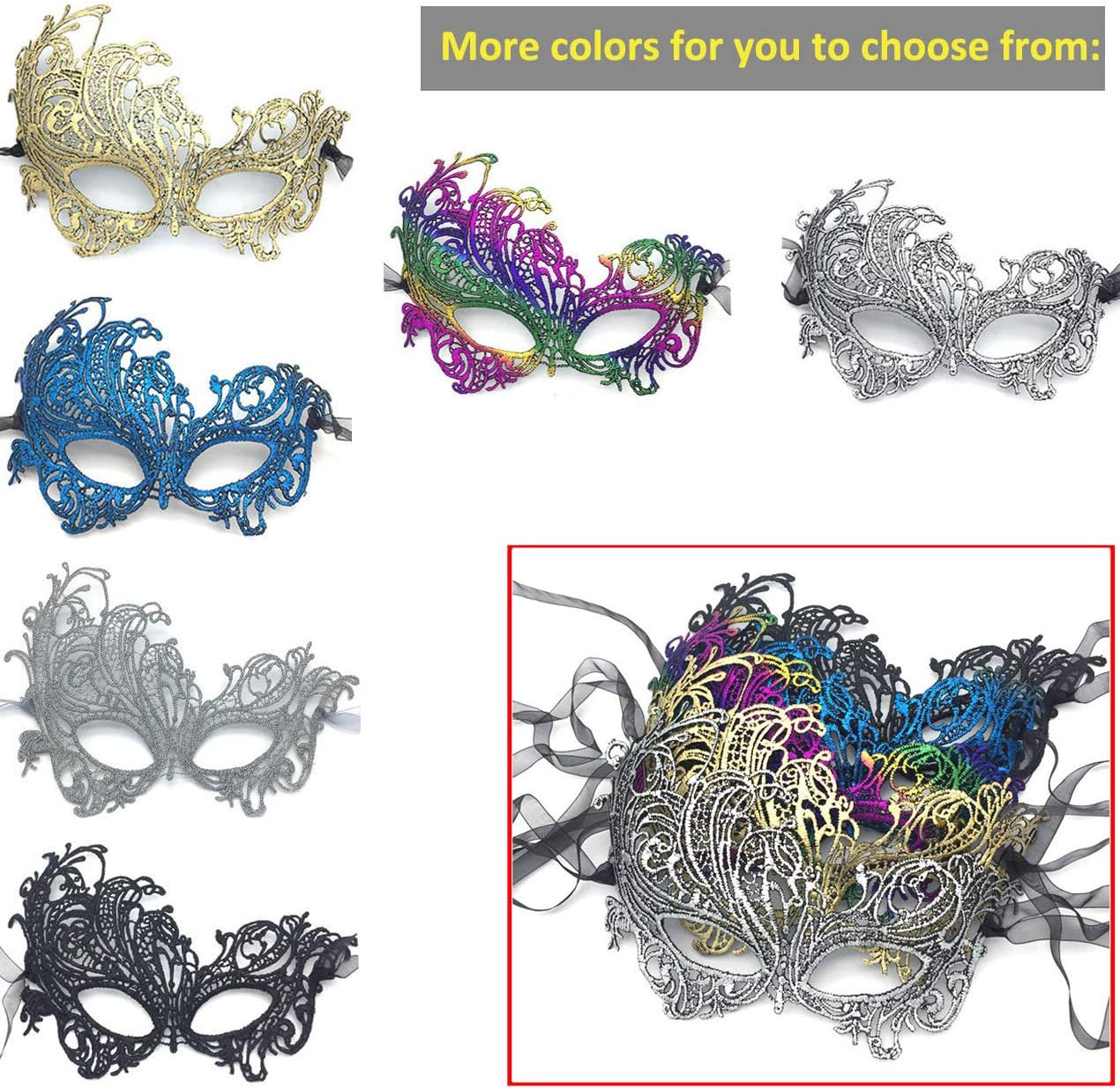 Imapo Masquerade Mask for Women, Mardi Gras Lace Masks, Cosplay Venetian Party Prom Ball Christmas Halloween Eye Lady Masks - Phoenix (Gold) image number 6