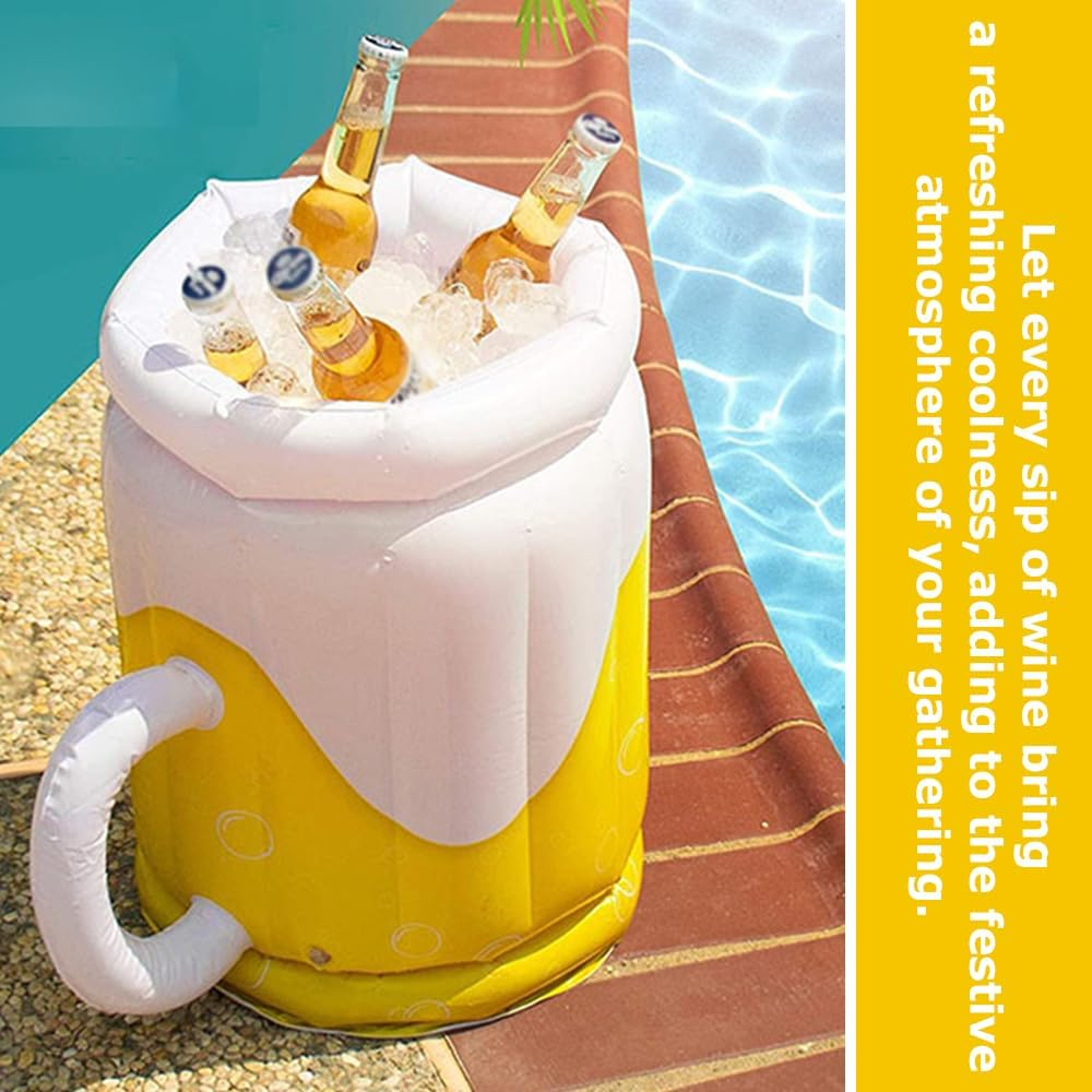 2Pcs Inflated Beer Cooler, Inflatable Ice Bucket,Cold Drink Container,Portable Drinks Chiller, Collapsible Thermos Barrel, Ice Refrigeration Box,For Camping, Party, Travel