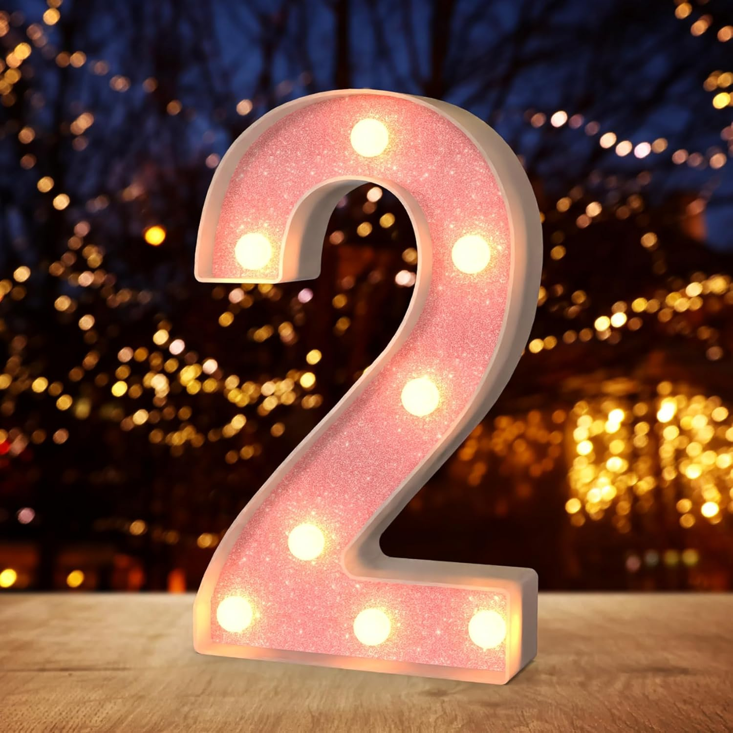Light up Number,Pink Glitter Number 1 Sign, Night Lights, 21.8Cm LED Lighted Digit for Birthday Parties, Weddings, and Celebration Decor (1 Pack) image number 6