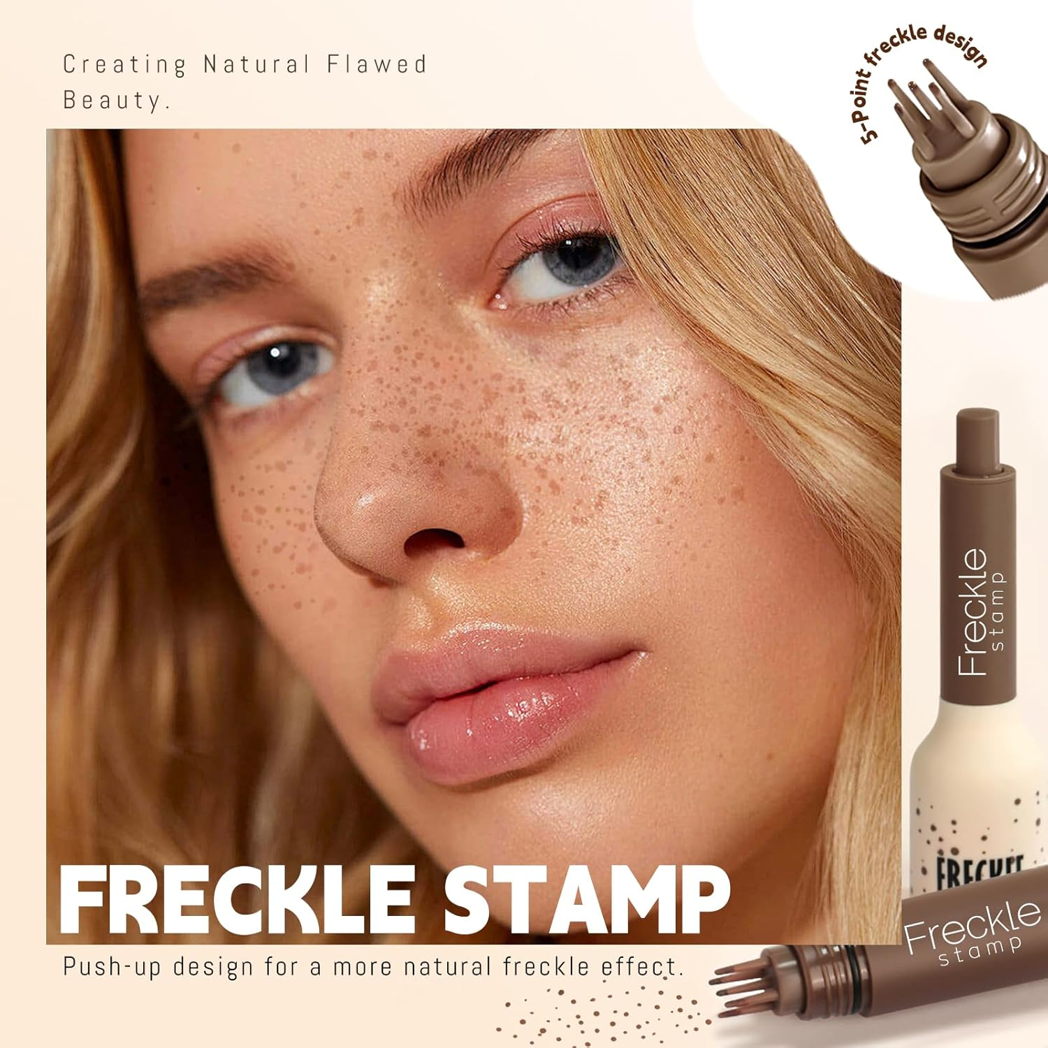 Noerrors Freckle Stamp Pen, Waterproof Fake Freckles Tattoo, Magical, Lifelike, Quick-Drying, Long-Lasting Light Brown, Fake Freckle Colour, Women, Girls, Make-U #04 Caramel image number 6