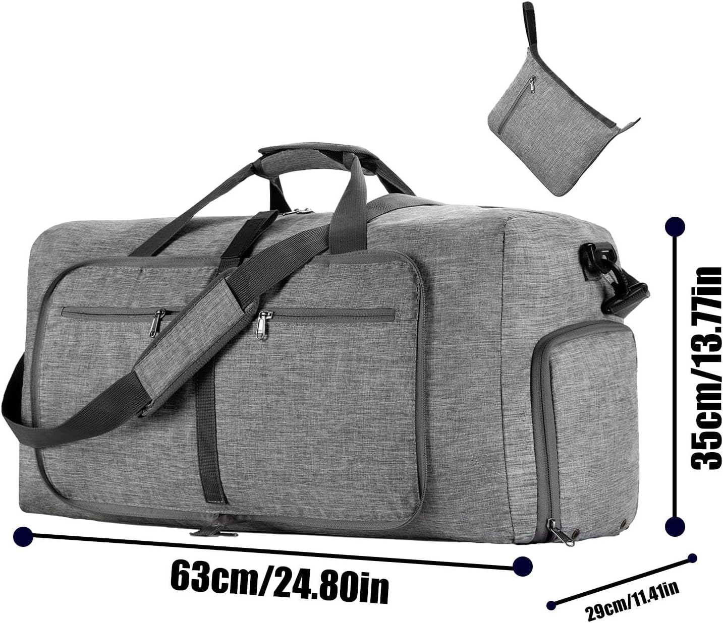 Travel Travel Bag - Travel Organiser, Travel Bag Carry Bag, Foldable Travel Equipment, Suitcase Organiser Bag, Waterproof, Sports Travel Bag with Multiple Pockets for Travel, Camping, Fitness, Gray, image number 1