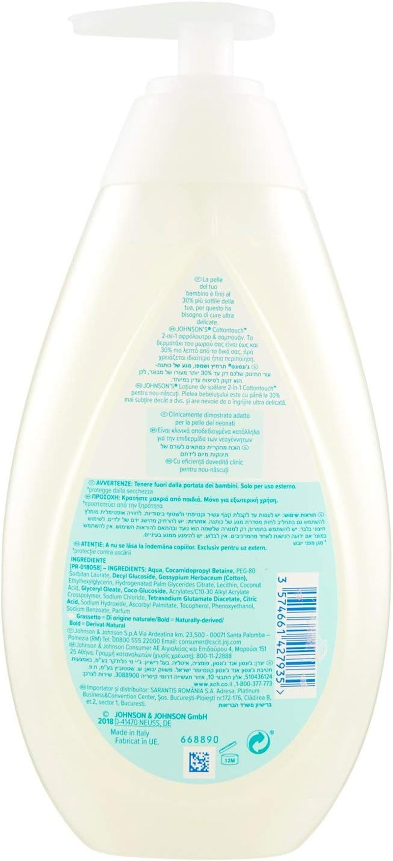 JOHNSON'S Baby, 2-In-1 Cottontouch Shower Bath for Kids and Babies with Real Cotton, No Dyes, Alcohol and Soap, No More Tears, 500 Ml image number 4