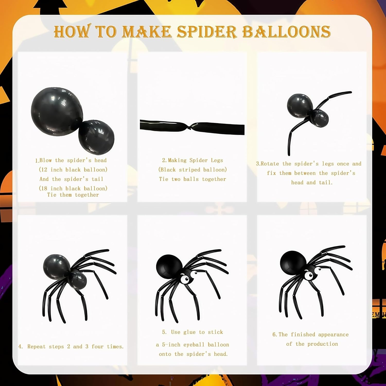 Longfng Halloween Decoration Set &ndash; Light-Up Pumpkin Lamp,128 Pcs Halloween Party Balloon Garland Arch Kit & Hand Pump for Indoor Outdoor Halloween Porch,Fireplace Funny Decor image number 4