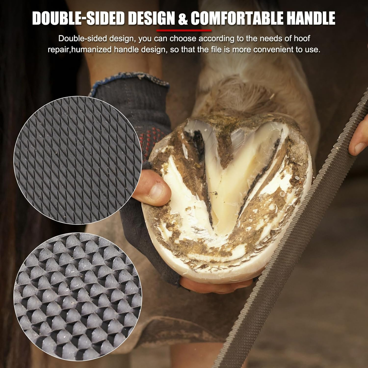 EVTSCAN Horse Hoof Trimming File Knife, Professional High Carbon Steel, Rasp Double Sided Farrier Tool image number 3