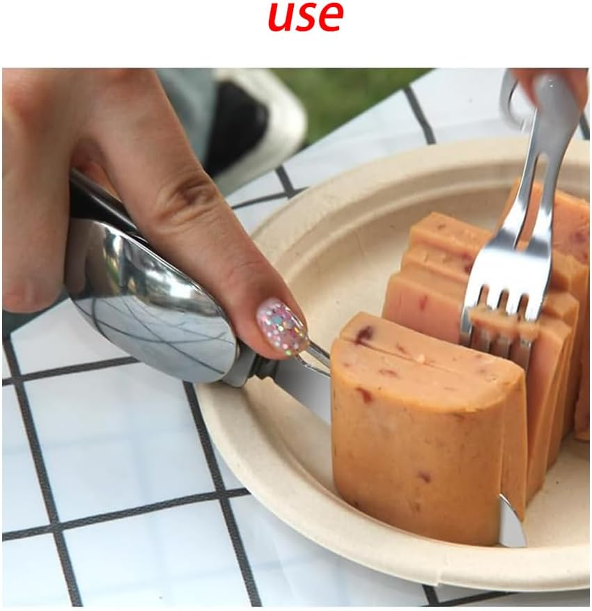 6-In-1 Multi-Functional Stainless Steel Portable Utensil Set &ndash; Detachable Cutlery for Camping, Travel, and Outdoor Adventures, Folding Spoon, Fork, Knife, Wine Bottle Can Opener Portable. image number 5