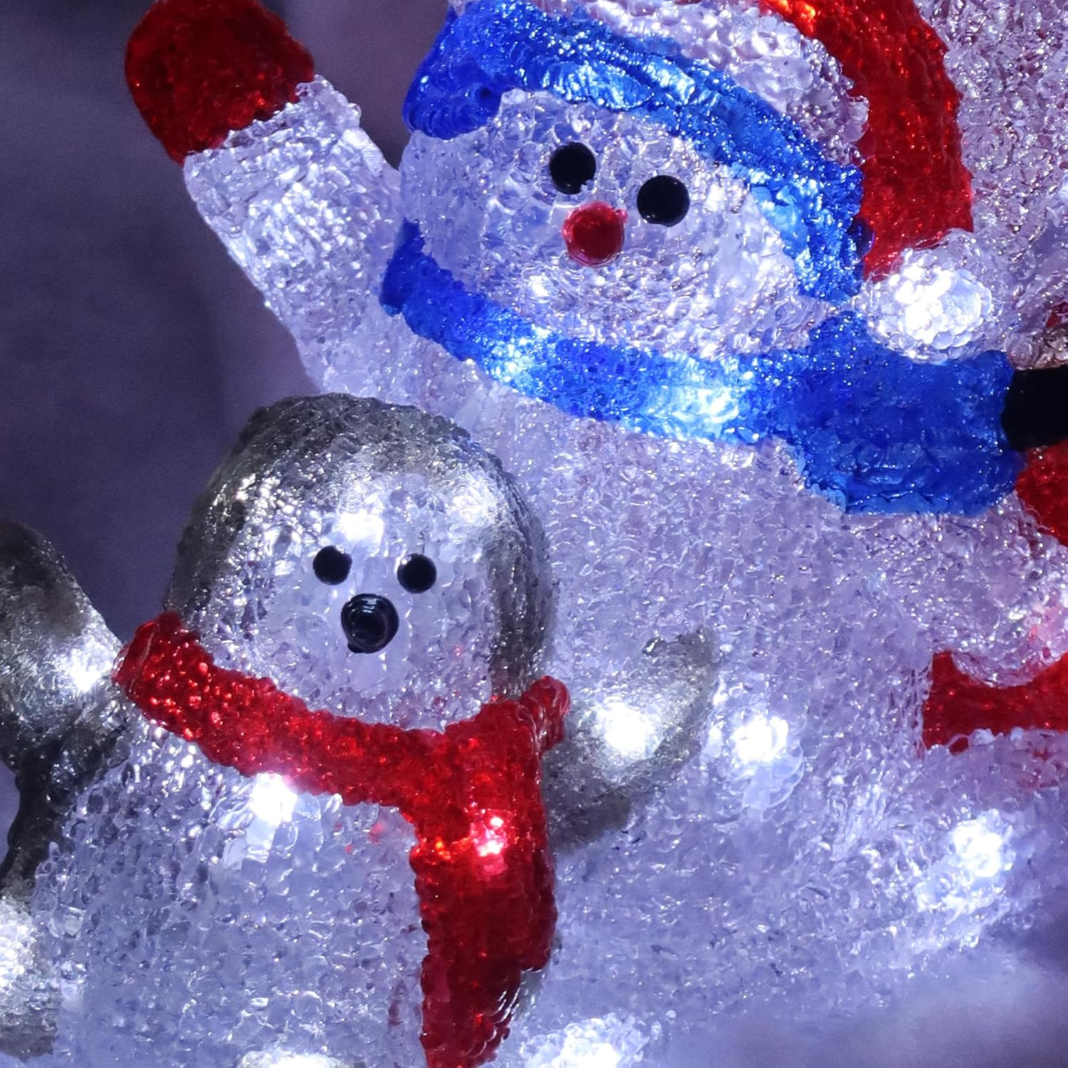 Lexi Lighting Acrylic Santa Penguin and Snowman Led-Lighted Display, 6-Hour On/Off Timer, Xmas Decoration, Indoor/Outdoor Display for Holiday D&eacute;cor