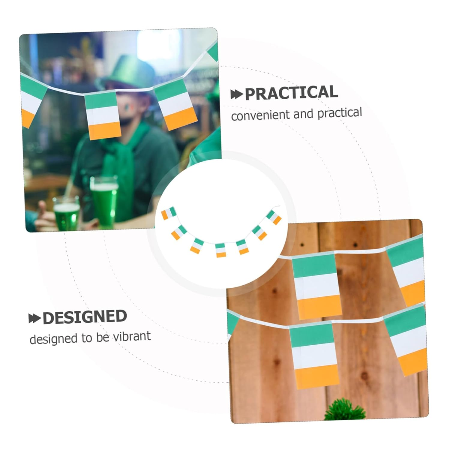 COOLHIYA St Patricks Day Festival Decoration Ireland Flag String Flags for Party 1Pc image number 3
