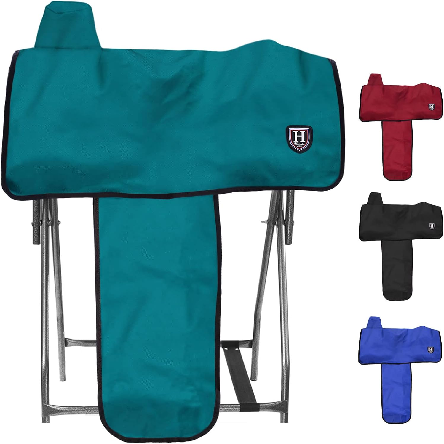 Harrison Howard Long-Lasting 6 Elastic Straps 600 Denier Waterproof Western Saddle Cover-Black