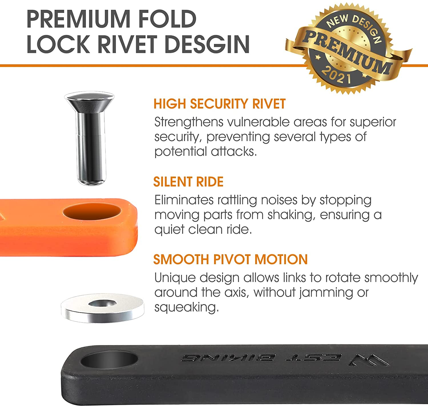 Compact Folding Bike Lock with 3 Keys, 2.06 Ft anti Theft Security Bicycle Locks, Super Strong Bicycle Security Chain Lock with Bracket for Electric Bikes/Scooters image number 2