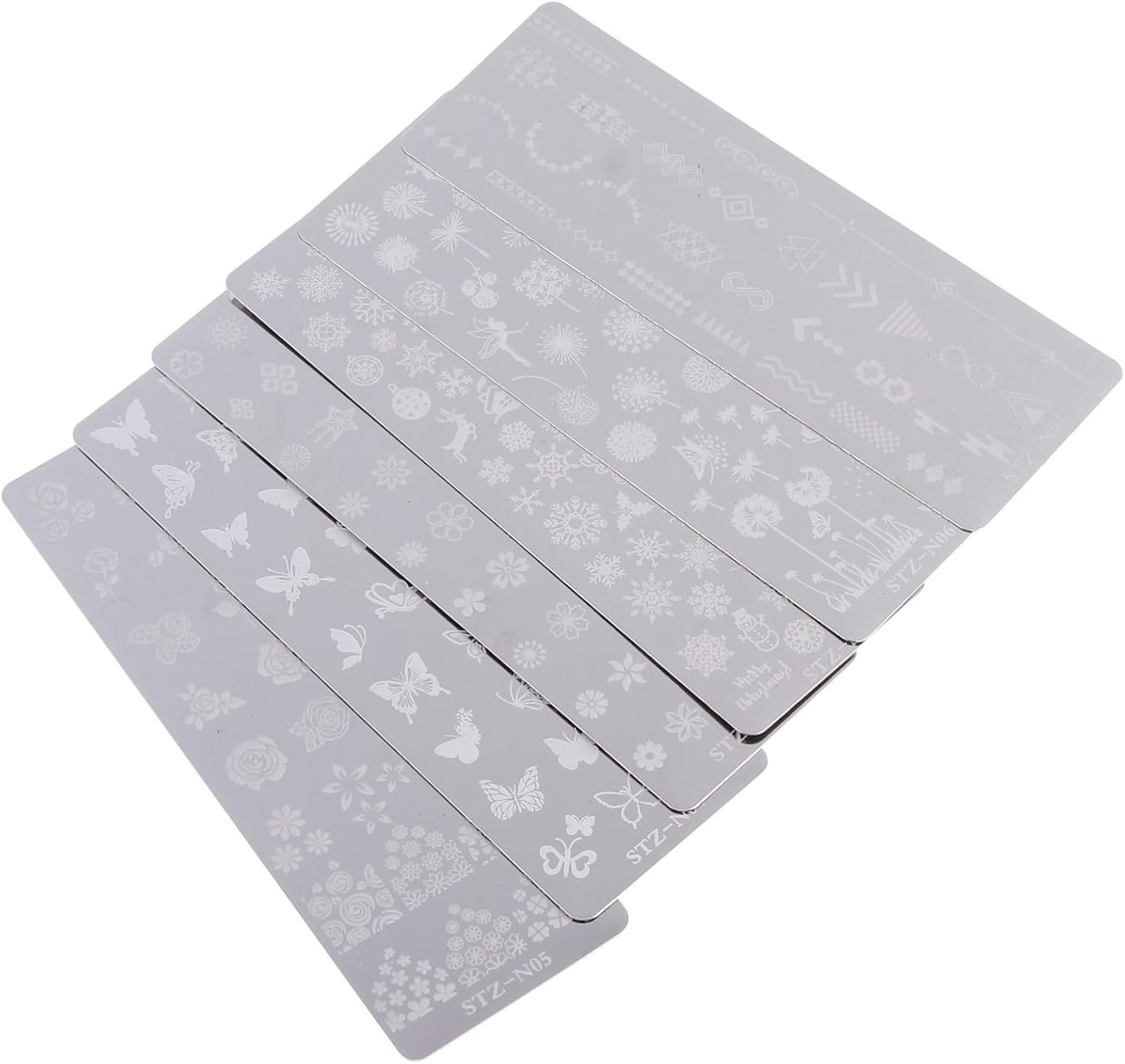 DEARMAMY 6Pcs Christmas Nail Manicure Templates Stamping Plates Reusable Delicate Nail Art Decals for DIY Holiday Decoration image number 6